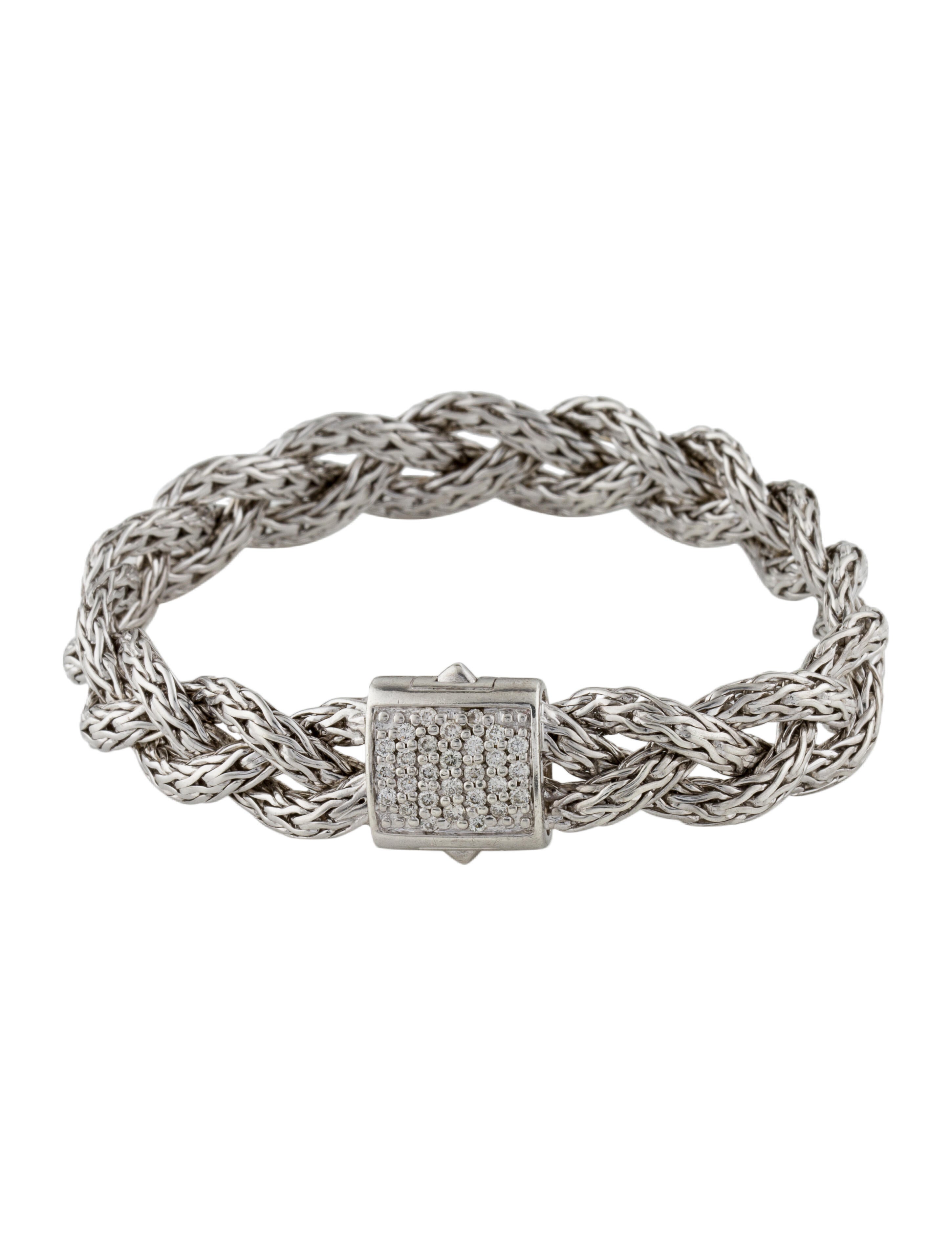John Hardy Diamond Braided Chain Bracelet
