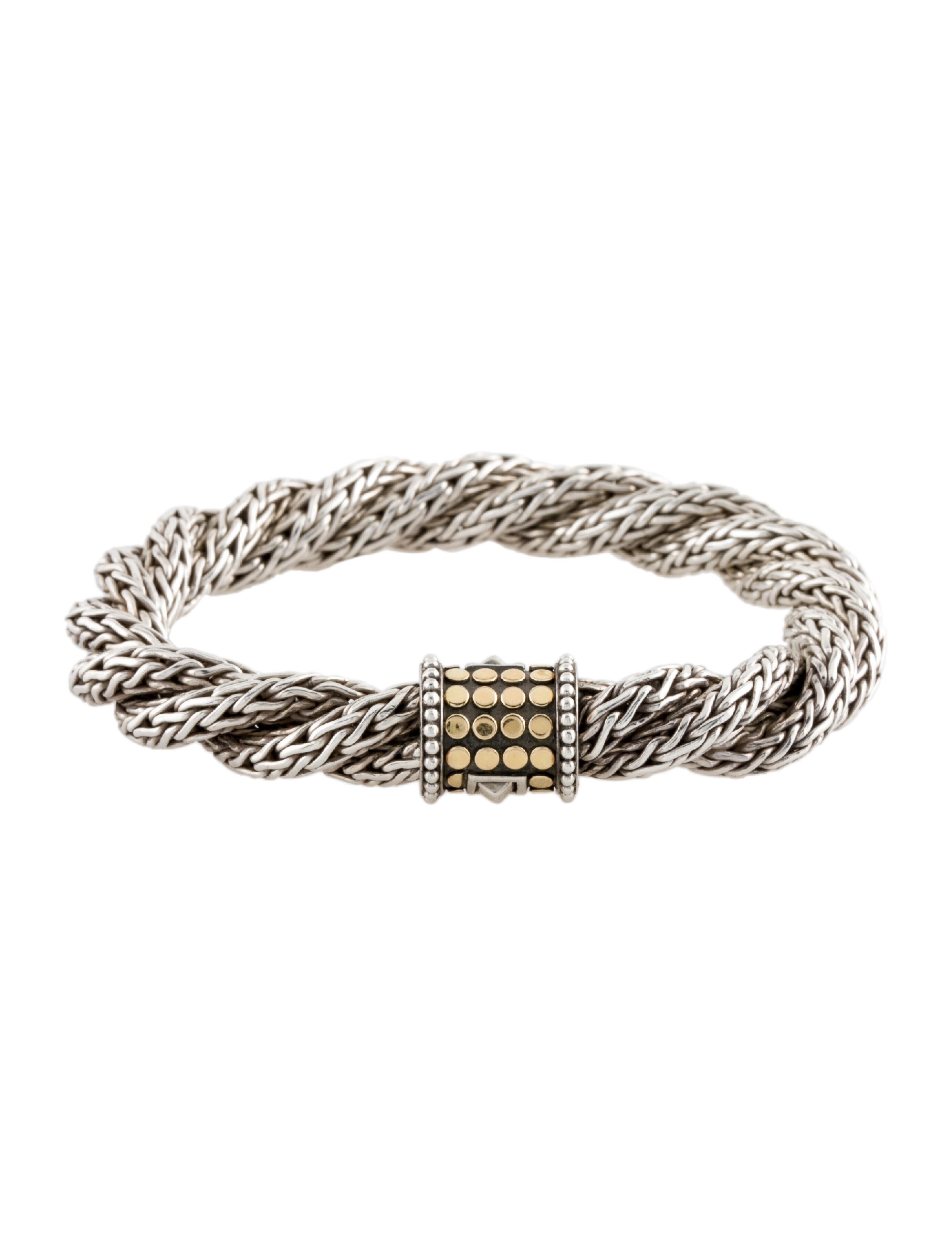 John Hardy Twisted Dot Classic Chain Bracelet 18K Yellow Gold Bangle