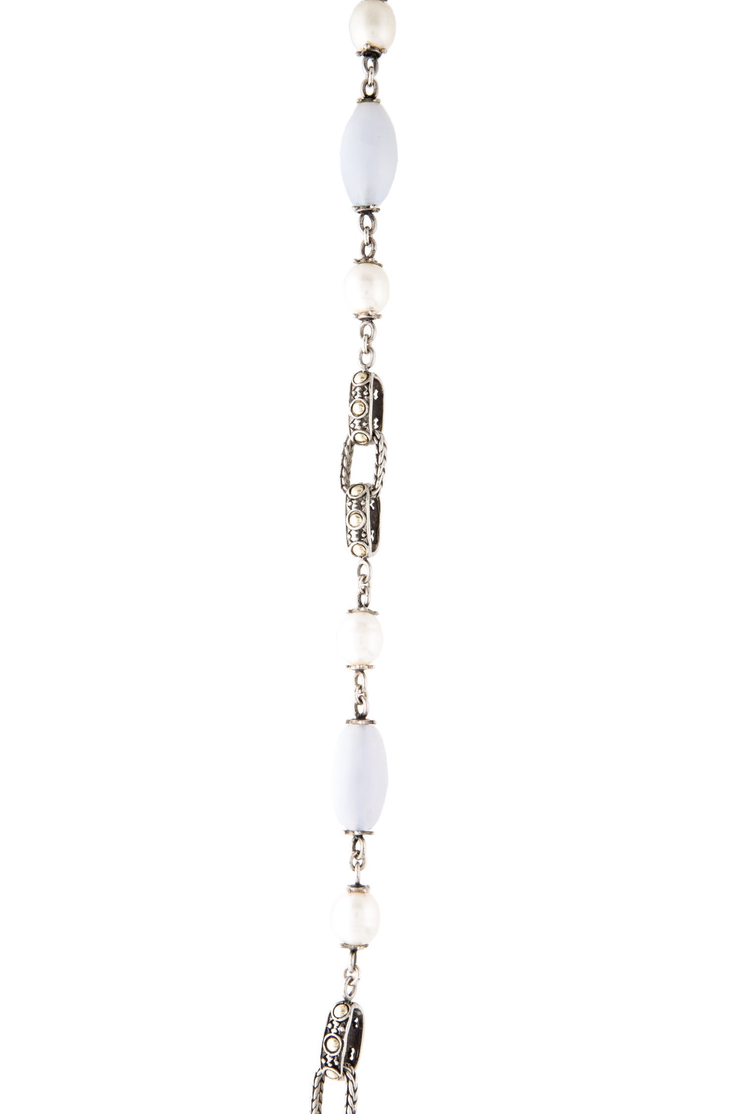John Hardy Pearl & Chalcedony Dot Station Necklace