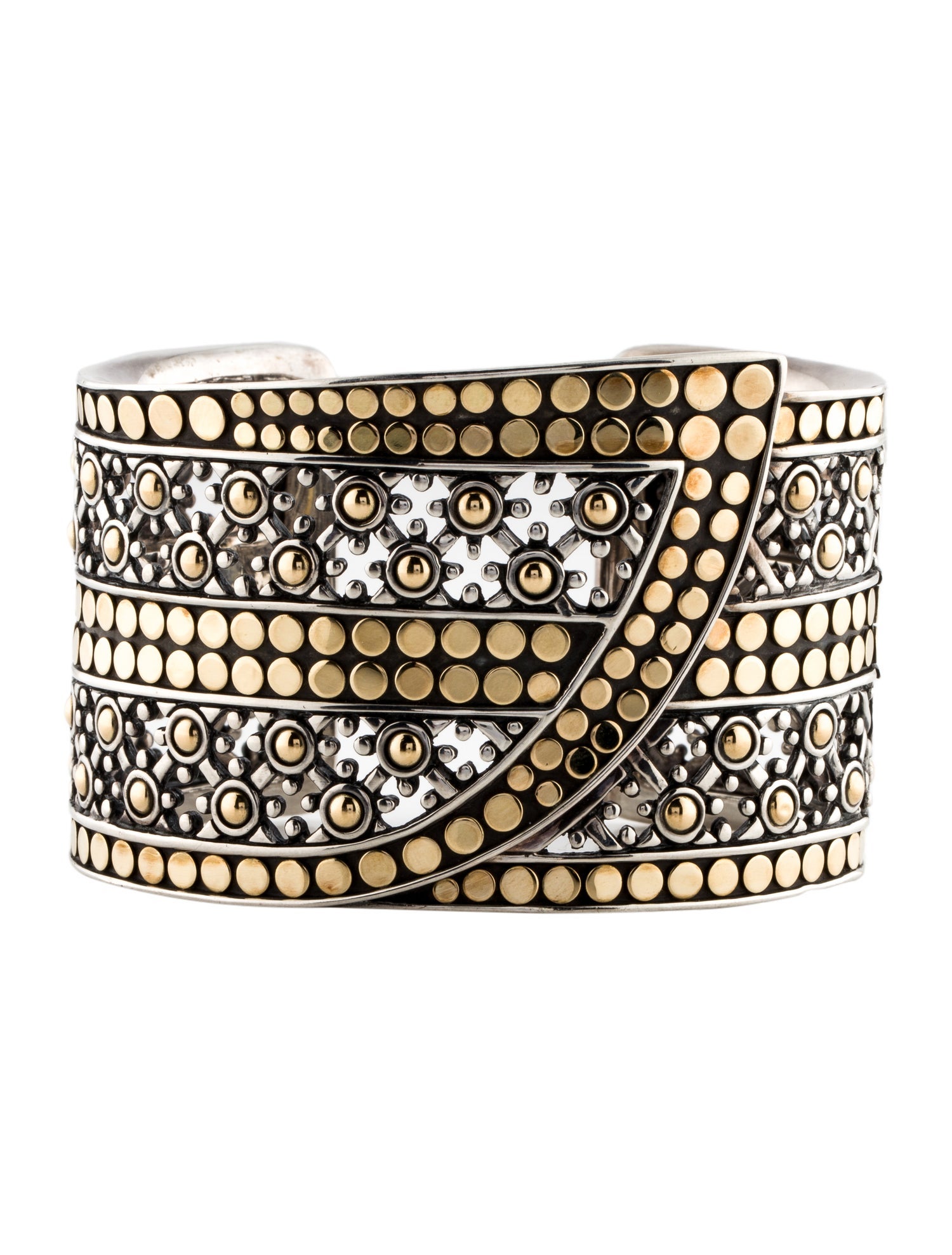 John Hardy Two-Tone Dot Hinged Cuff