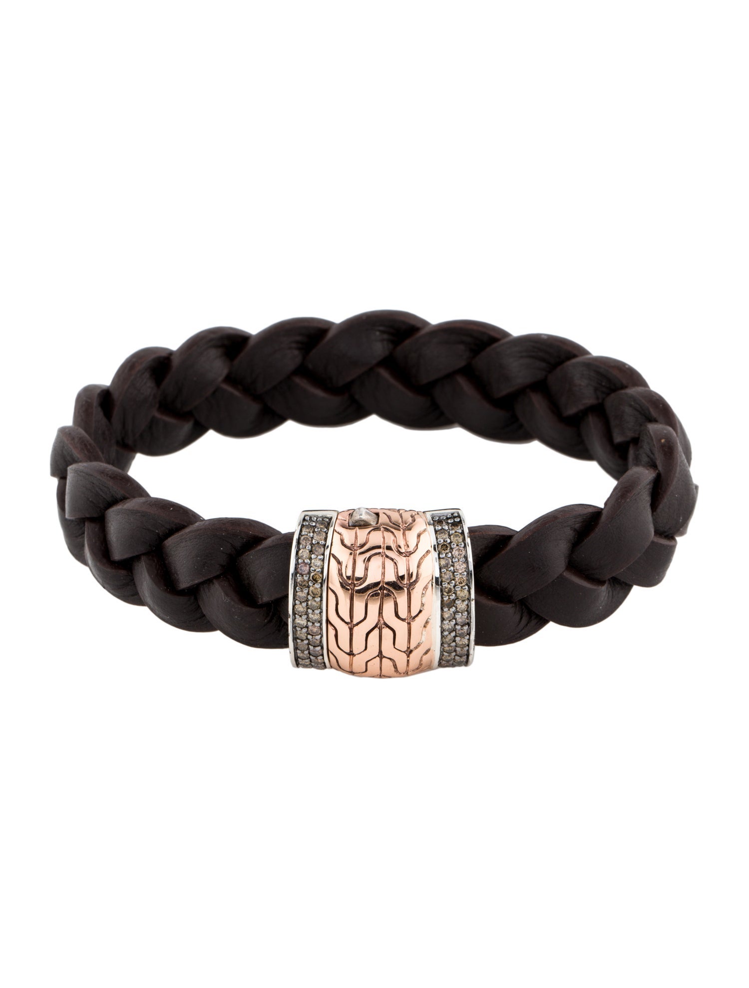 John Hardy Diamond Leather Classic Chain Bracelet