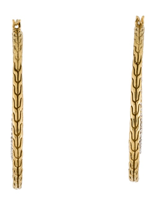 John Hardy 18K Diamond Medium Classic Chain Hoop Earrings
