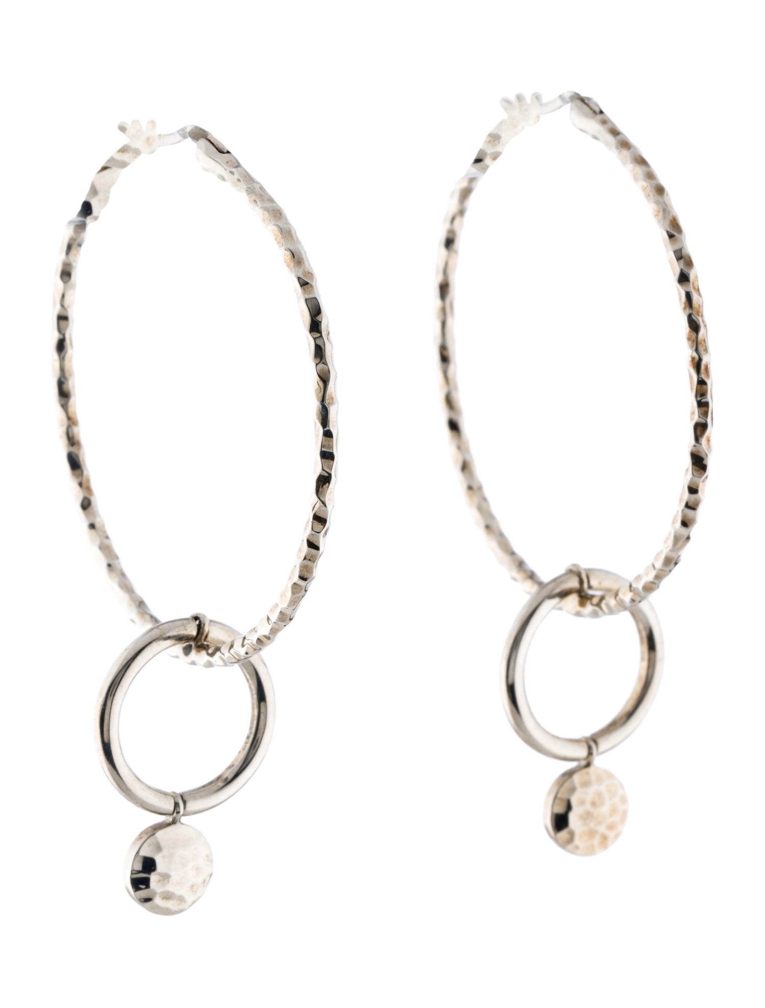 John Hardy Dot Hammered Interlink Drop Earring