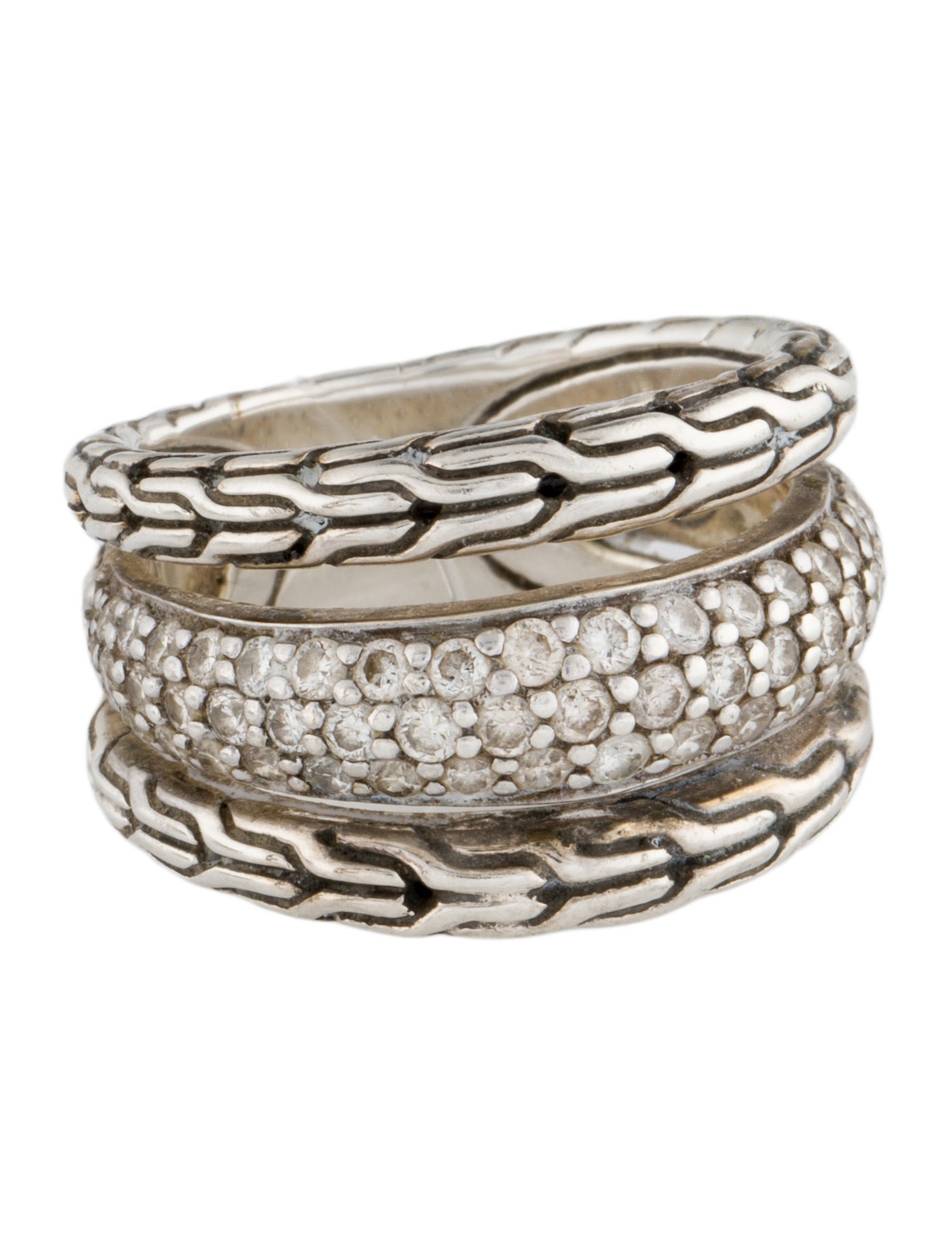 John Hardy Diamond Classic Chain Ring