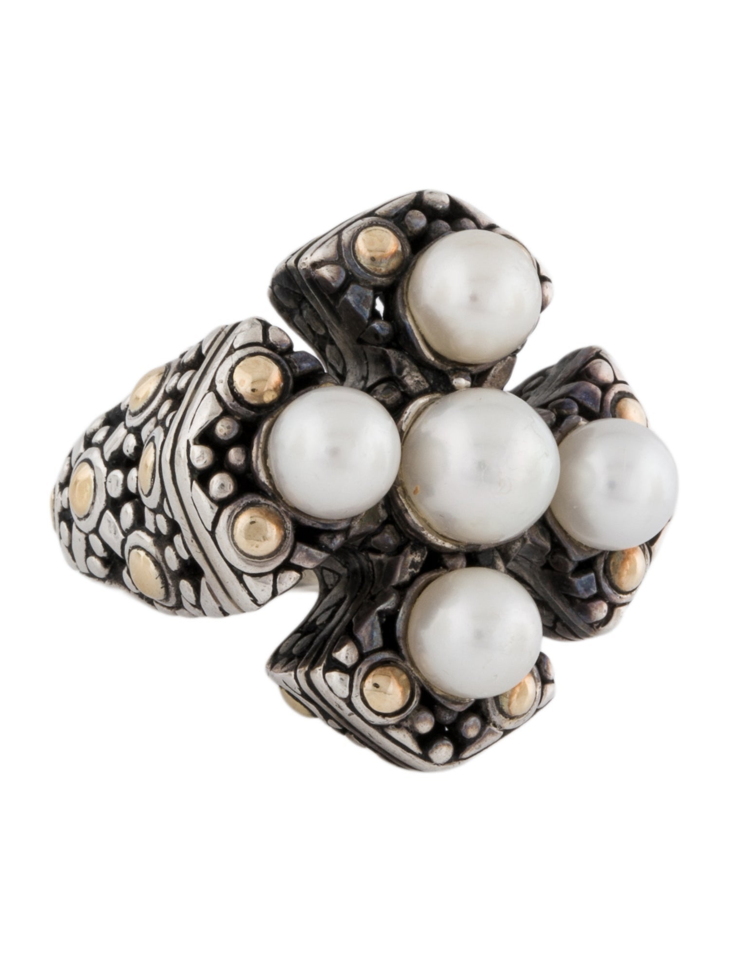 John Hardy Pearl Jaisalmer Cross Cocktail Ring