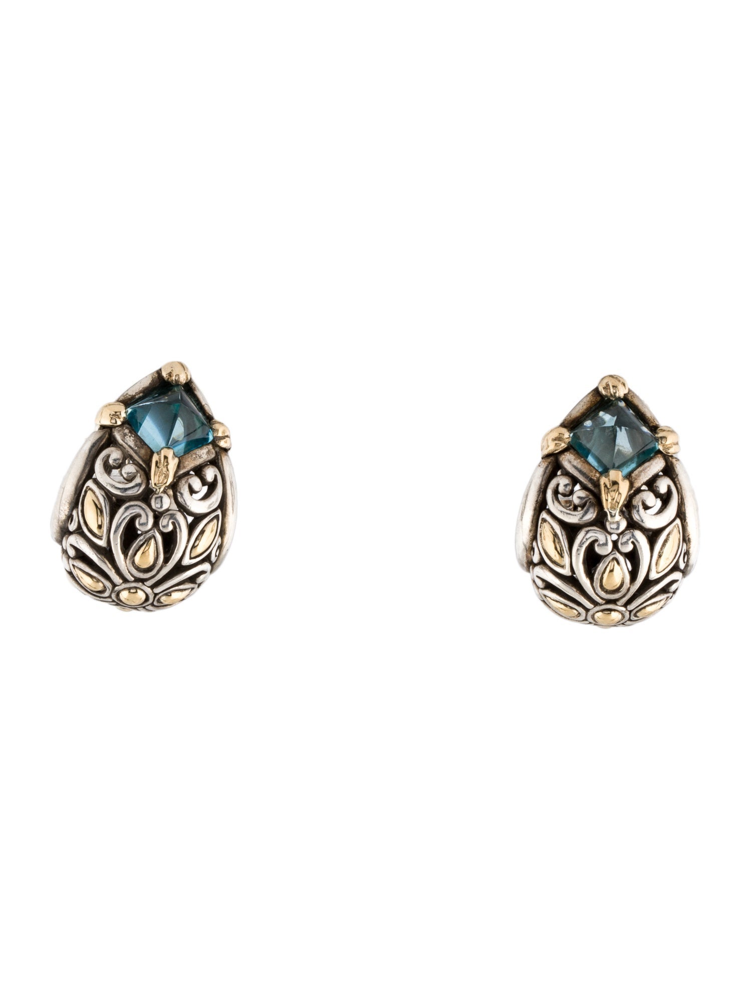 John Hardy Topaz Batu Sugarloaf Buddha Belly Earclips