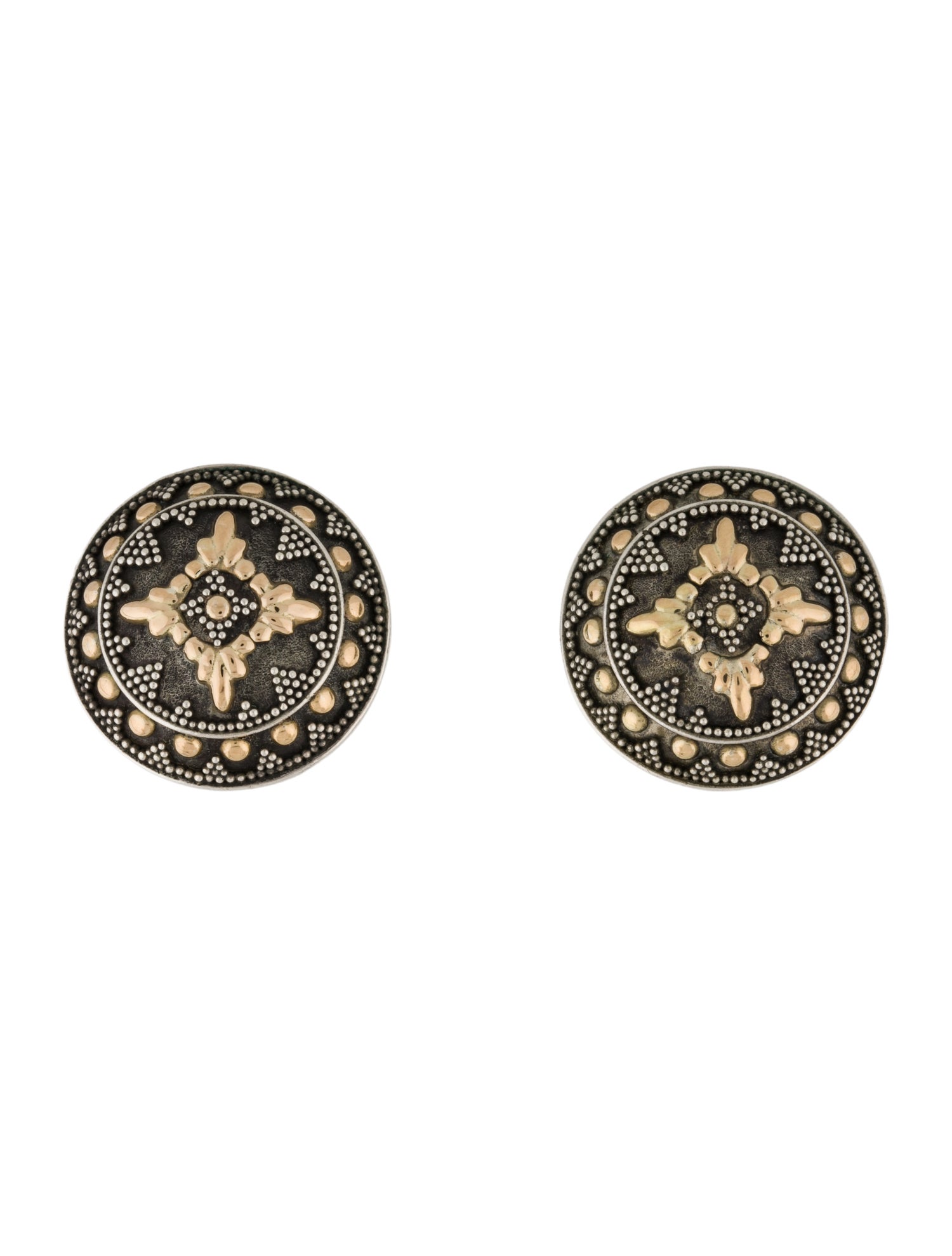 John Hardy Two-Tone Round Earclips