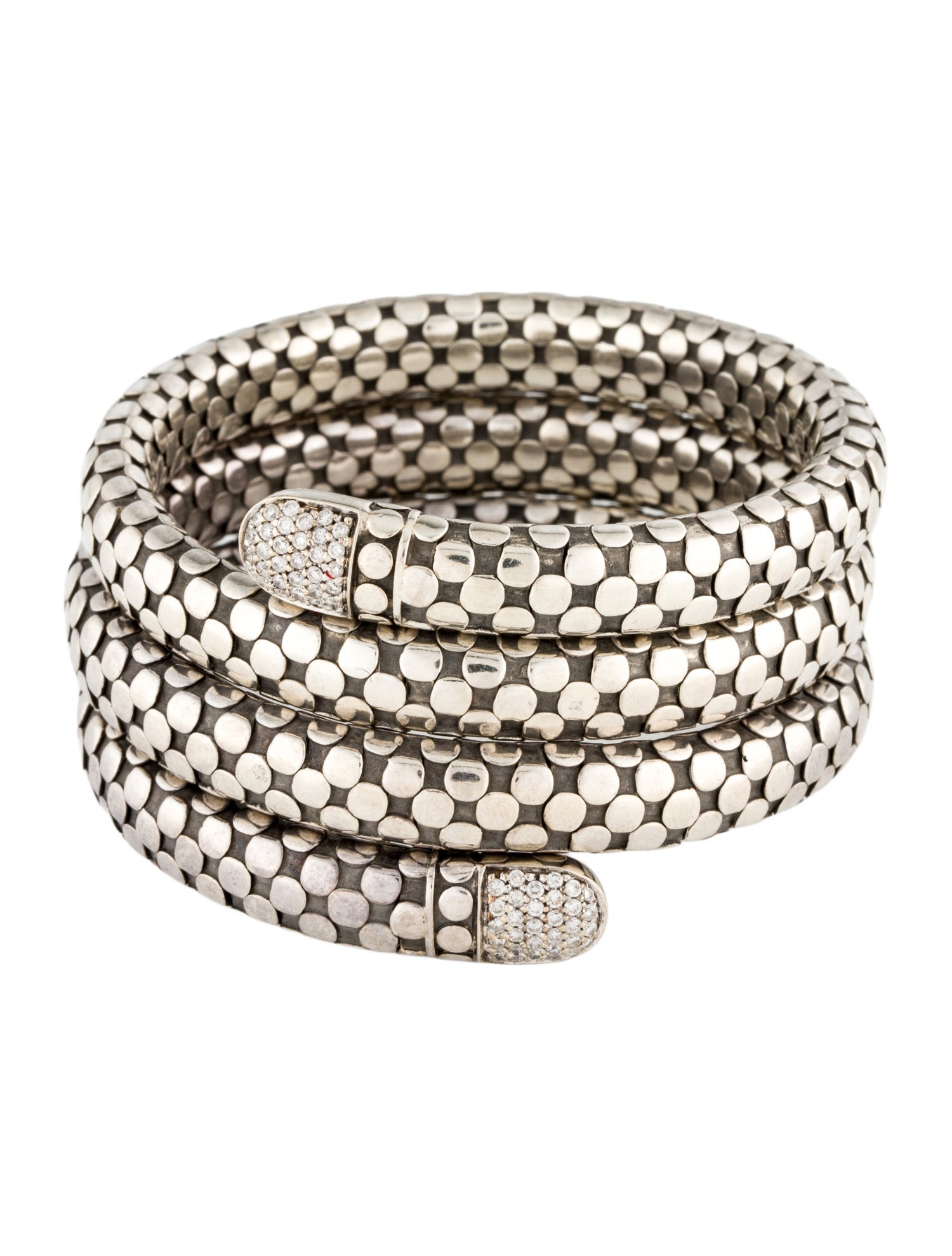 John Hardy Diamond Dot Triple Coil Wrap Bracelet