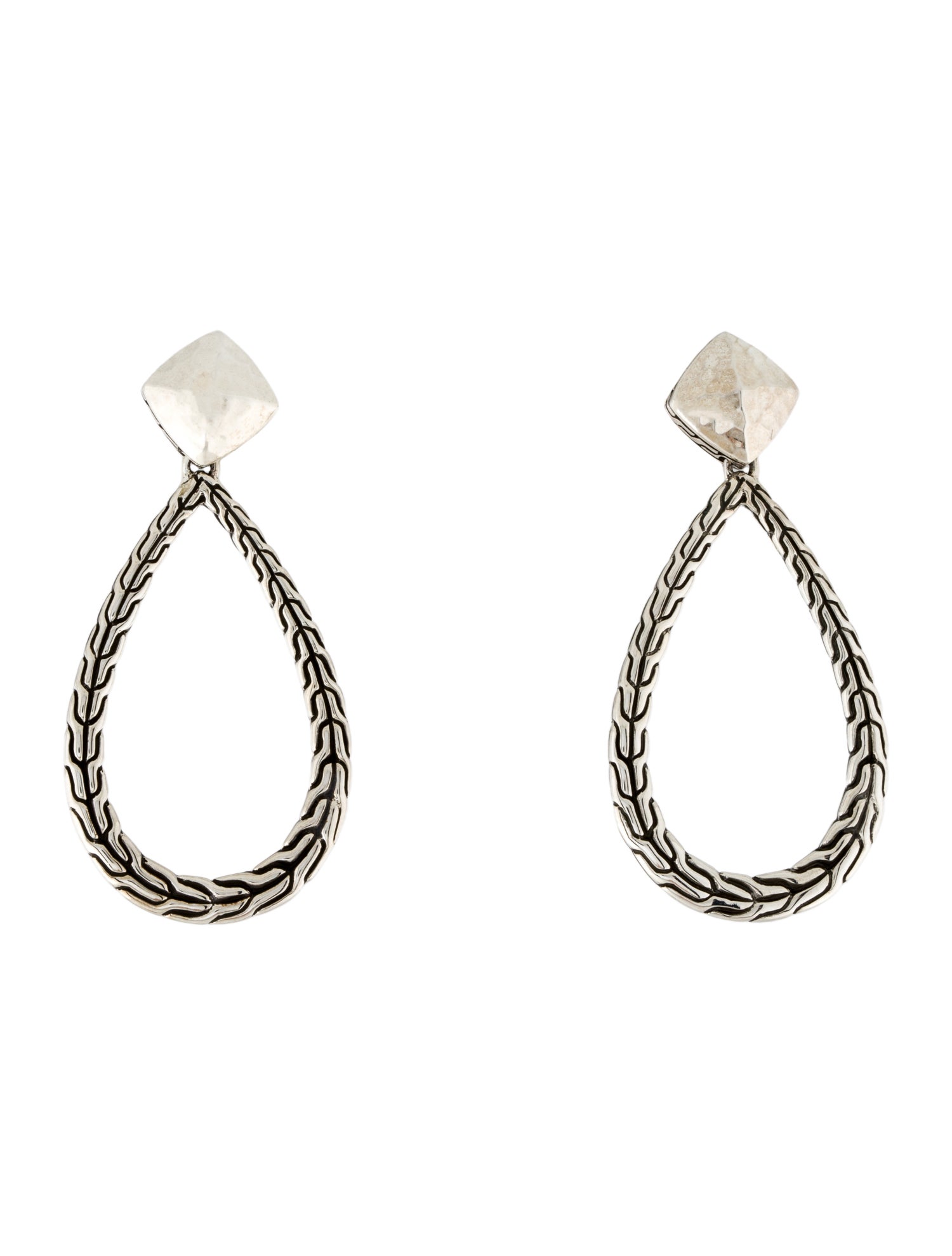 John Hardy Classic Chain Open Teardrop Drop Earrings