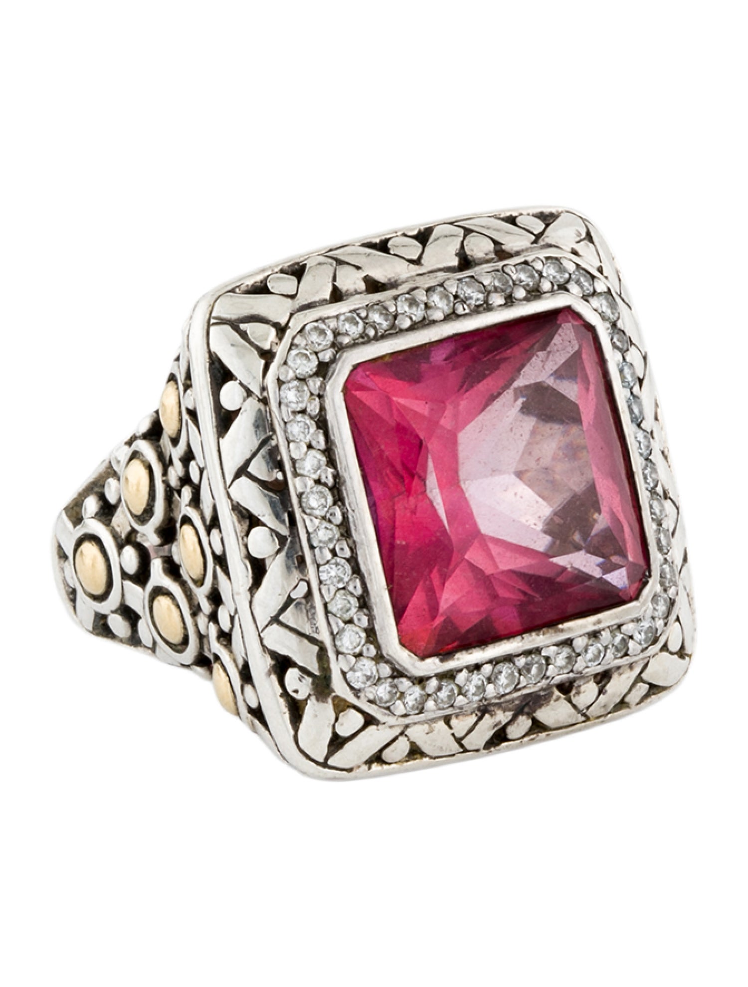 John Hardy Coated Topaz & Diamond Batu Sari Cocktail Ring