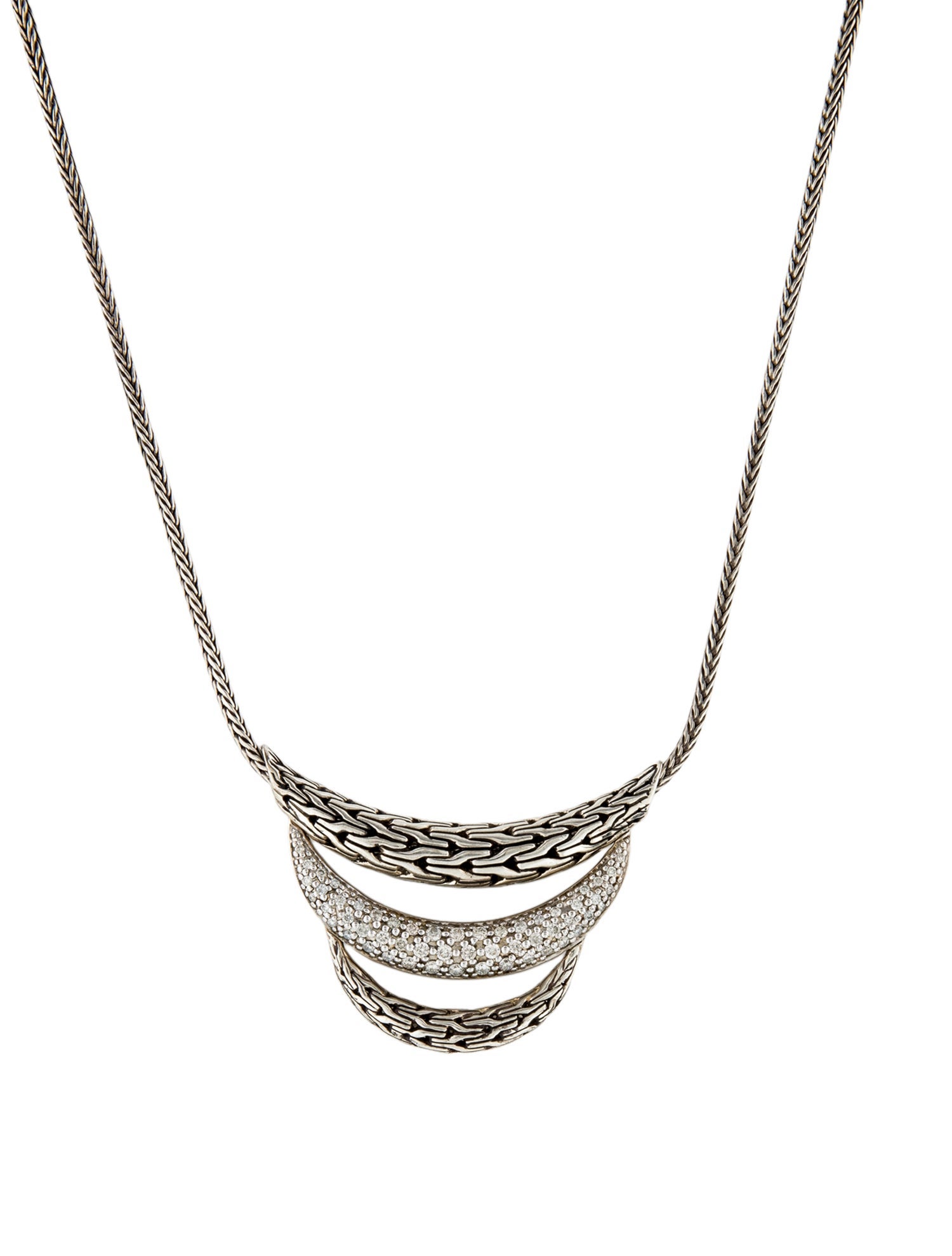 John Hardy Diamond Triple Arch Pendant Necklace