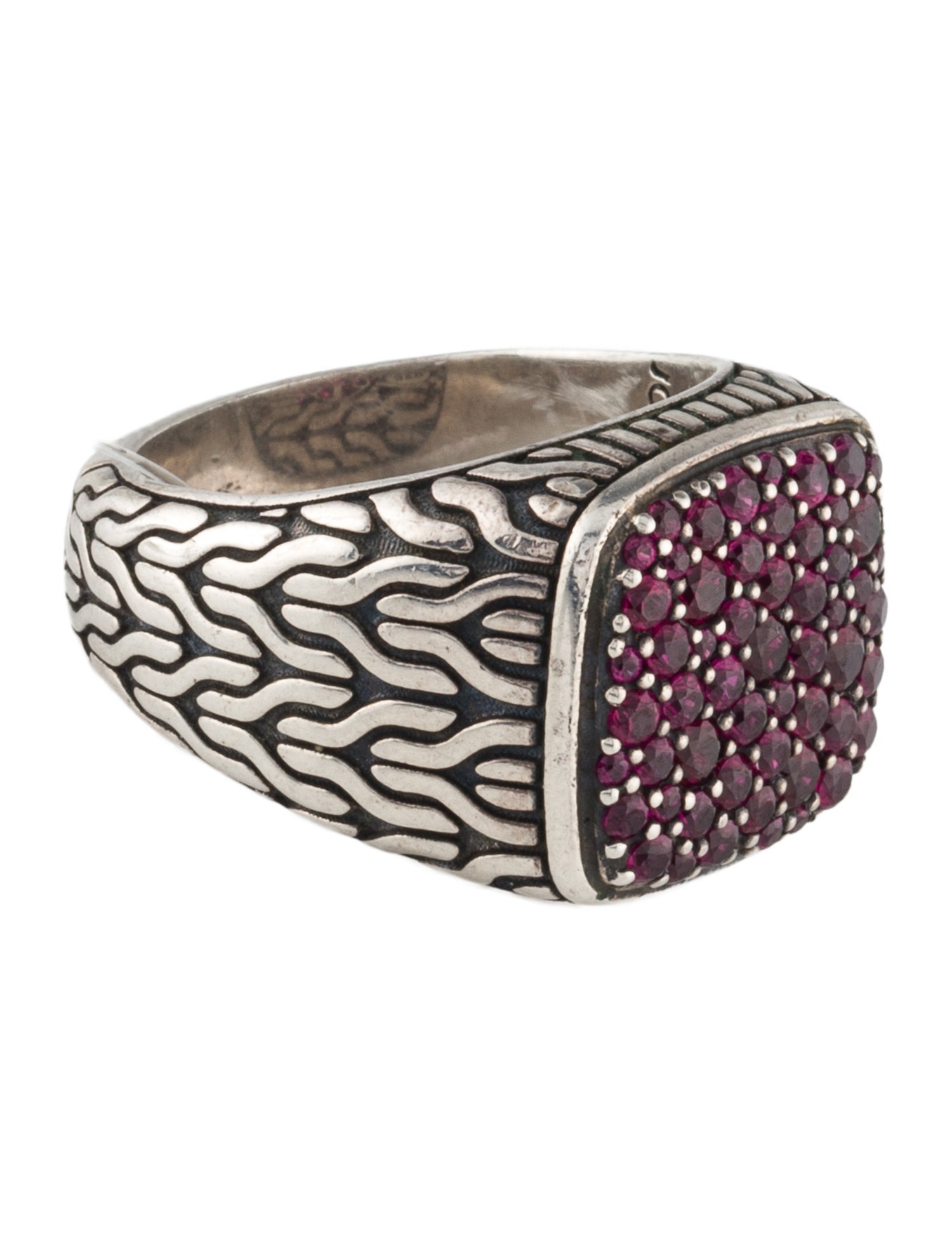 John Hardy Synthetic Ruby Classic Chain Signet Ring