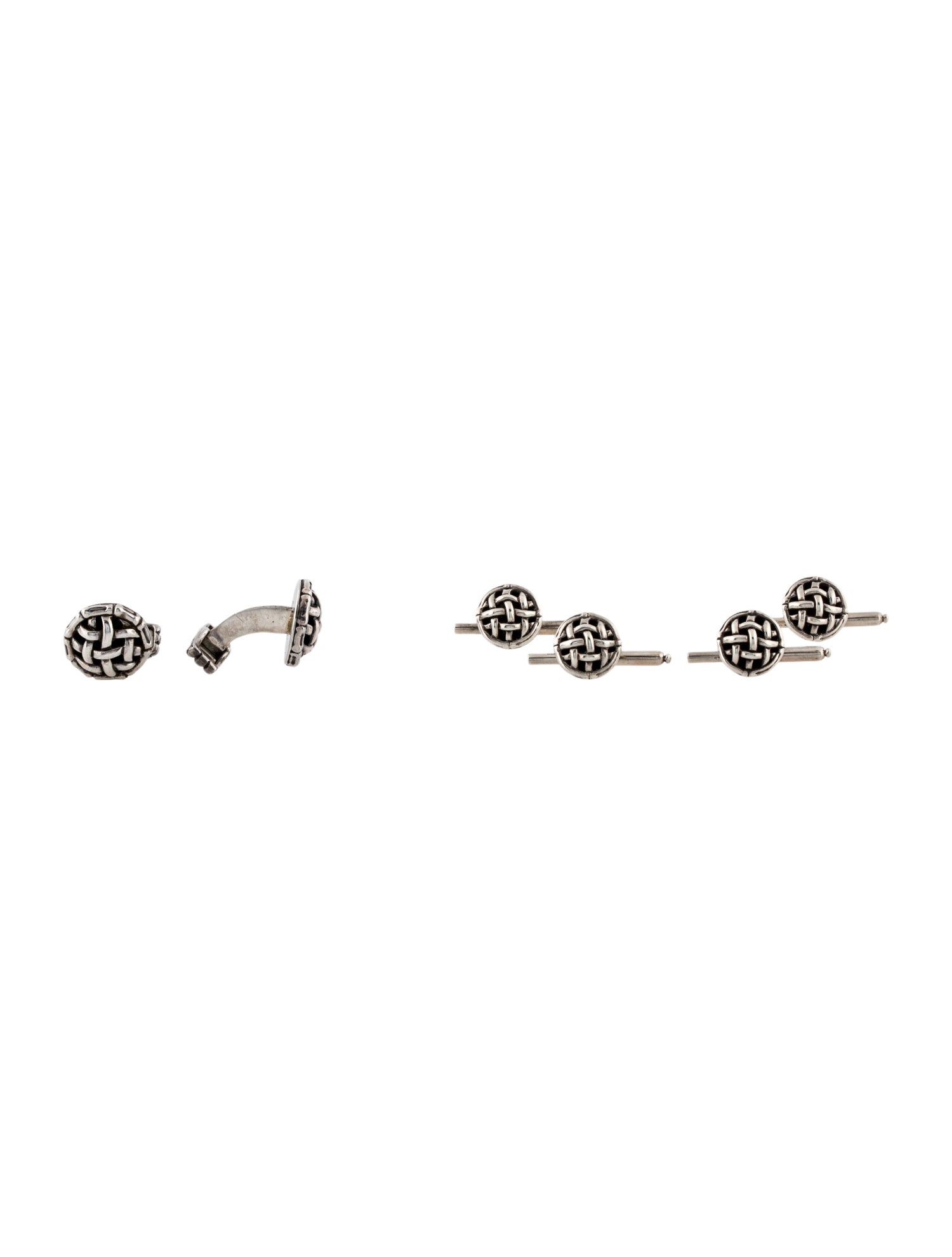 John Hardy Vintage Crossweave Cufflink & Shirt Stud Set