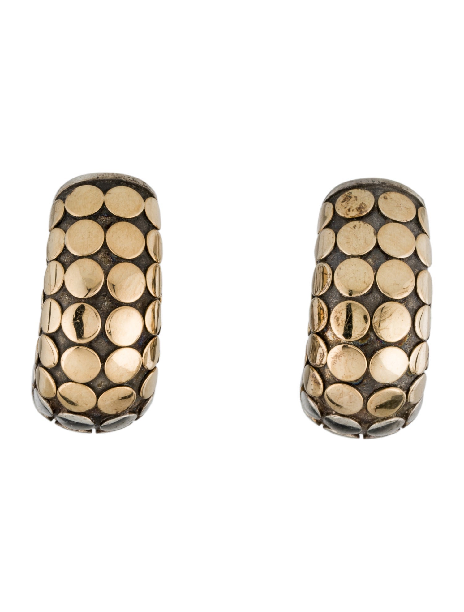 John Hardy Two-Tone Dot Buddha Belly Earclips