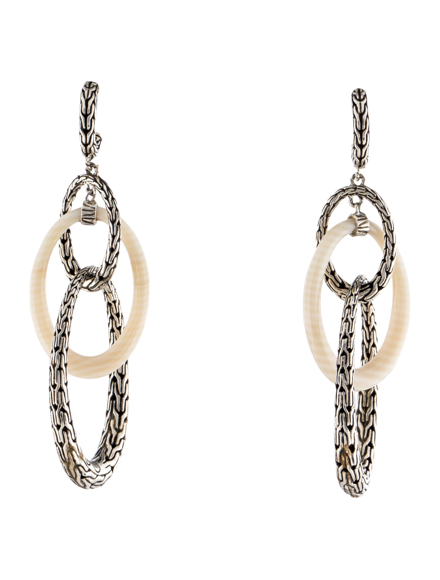 John Hardy Agate Hoop Drop Earrings