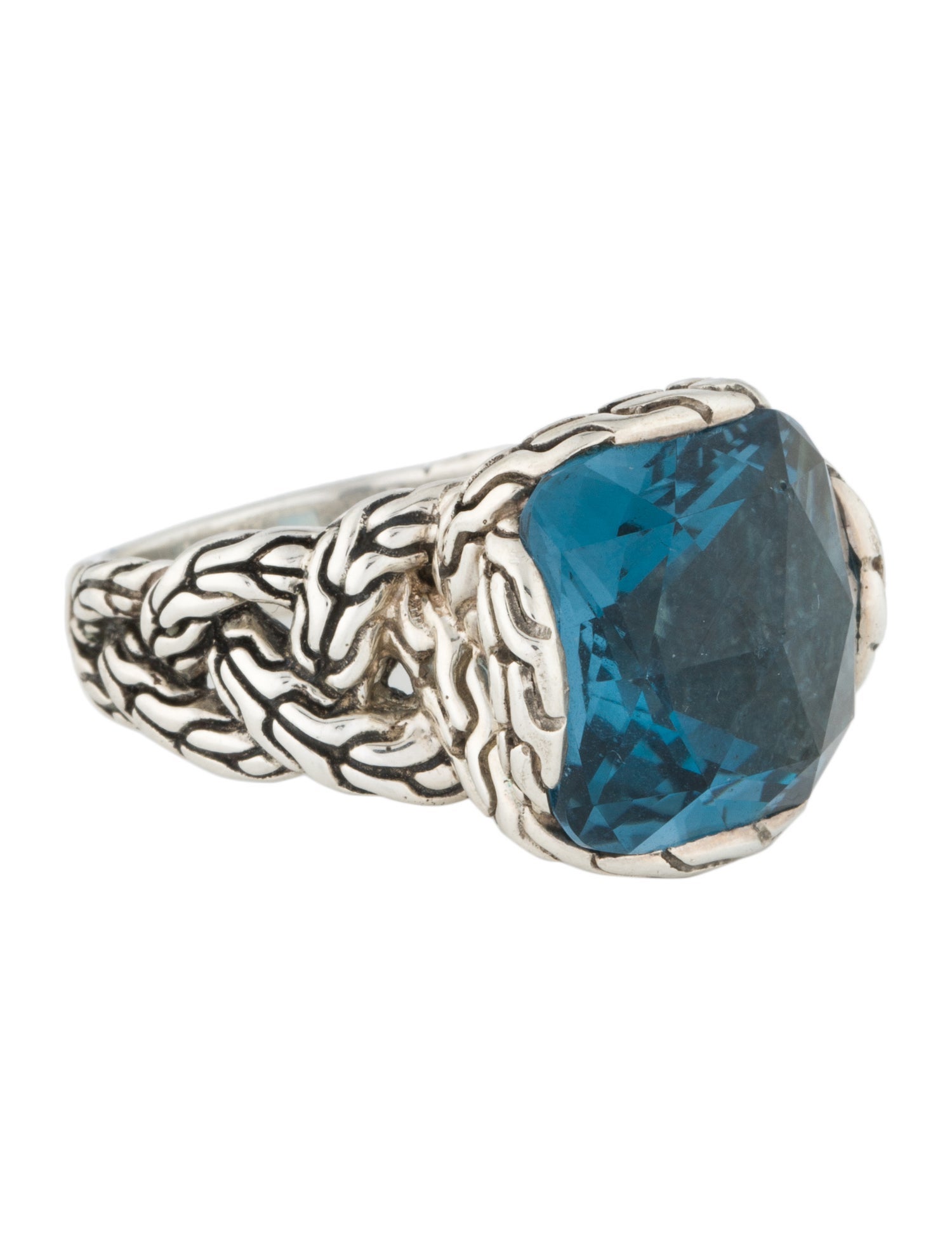 John Hardy Topaz Classic Chain Braided Cocktail Ring