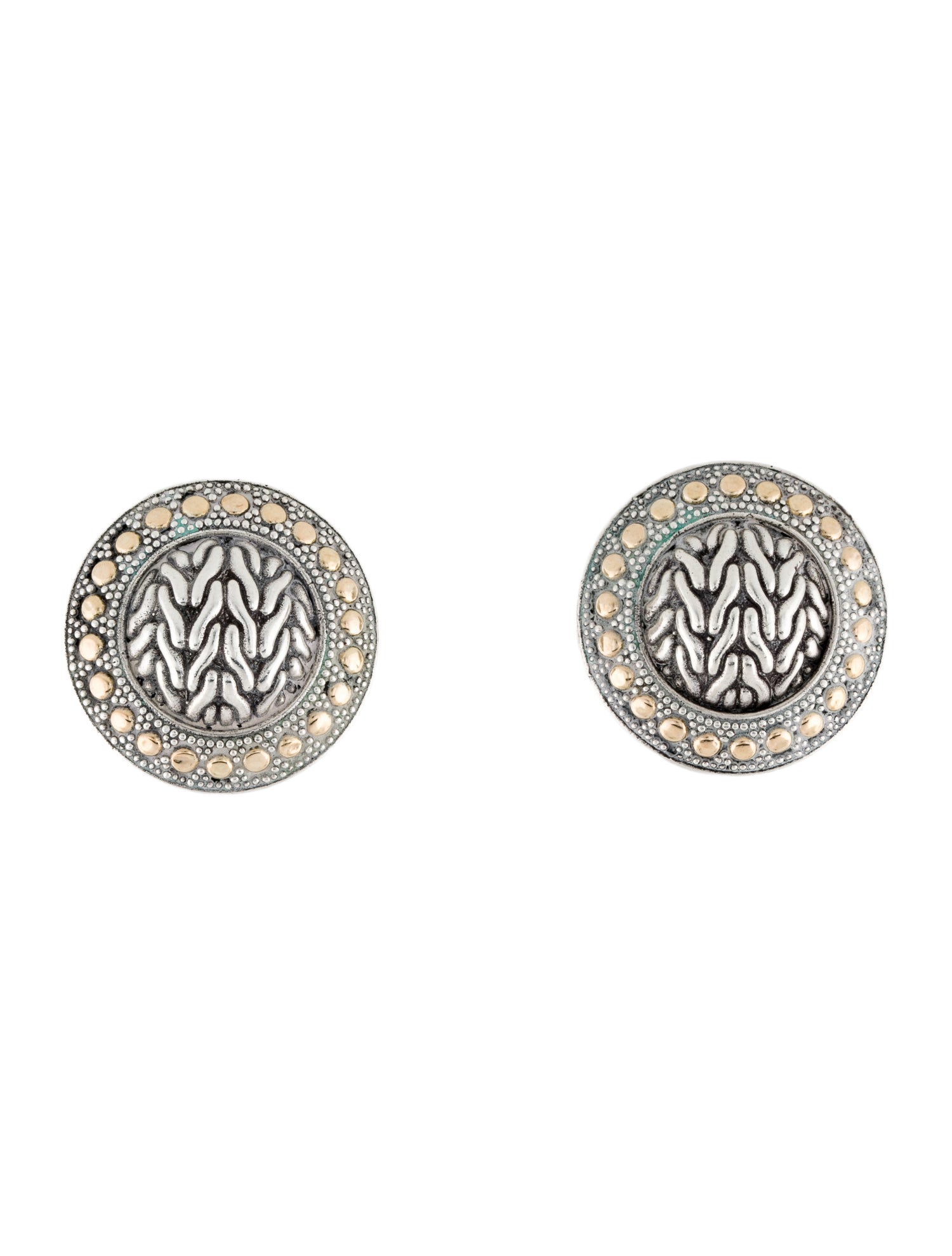 John Hardy Two-Tone Vintage Buckle Dot Clip-On Earrings