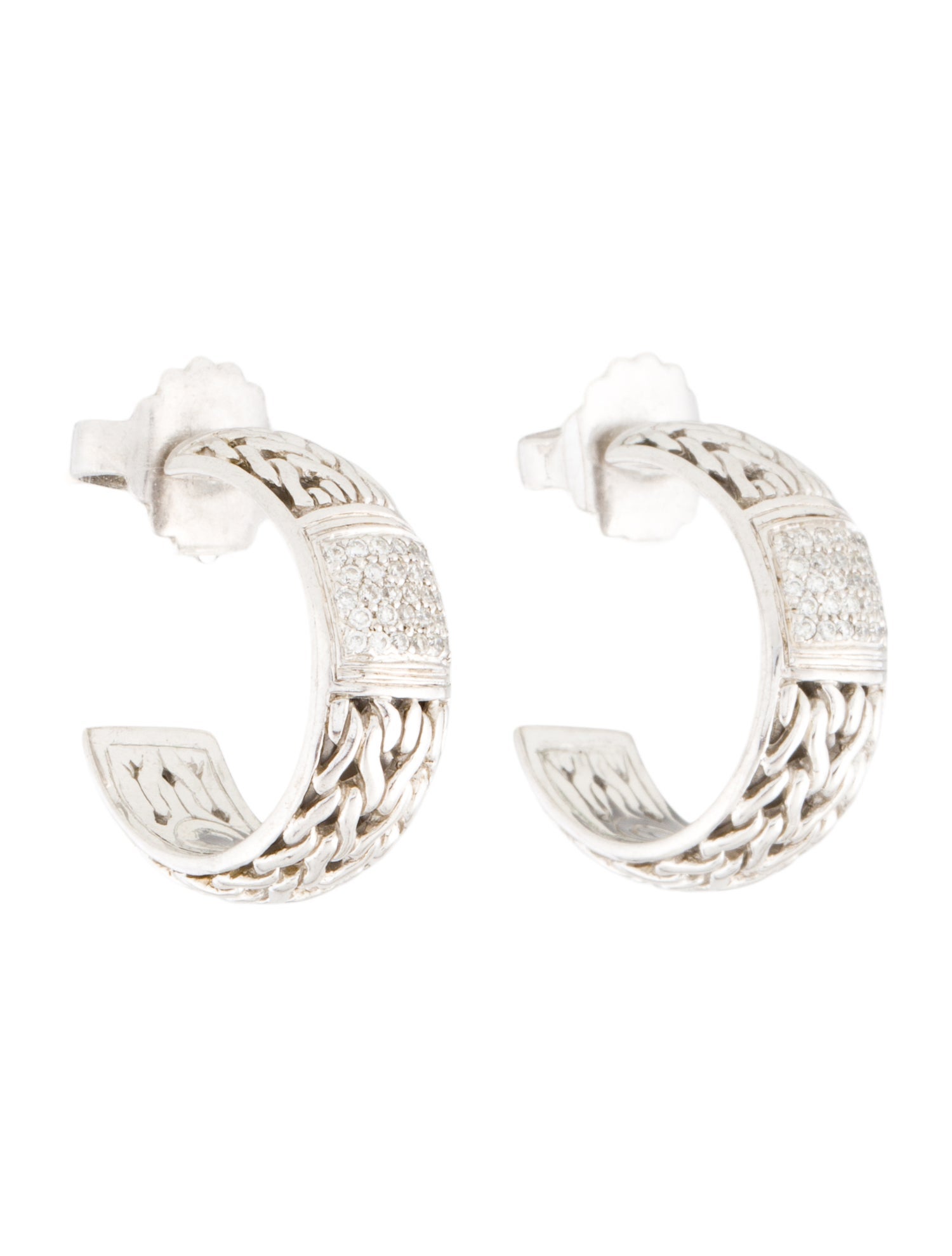 John Hardy Diamond Classic Chain Hoop Earrings