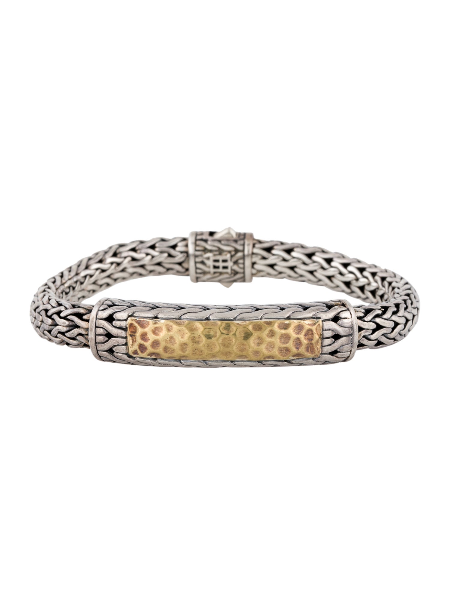 John Hardy Two-Tone Classic Chain Hammered Station Link Bracelet