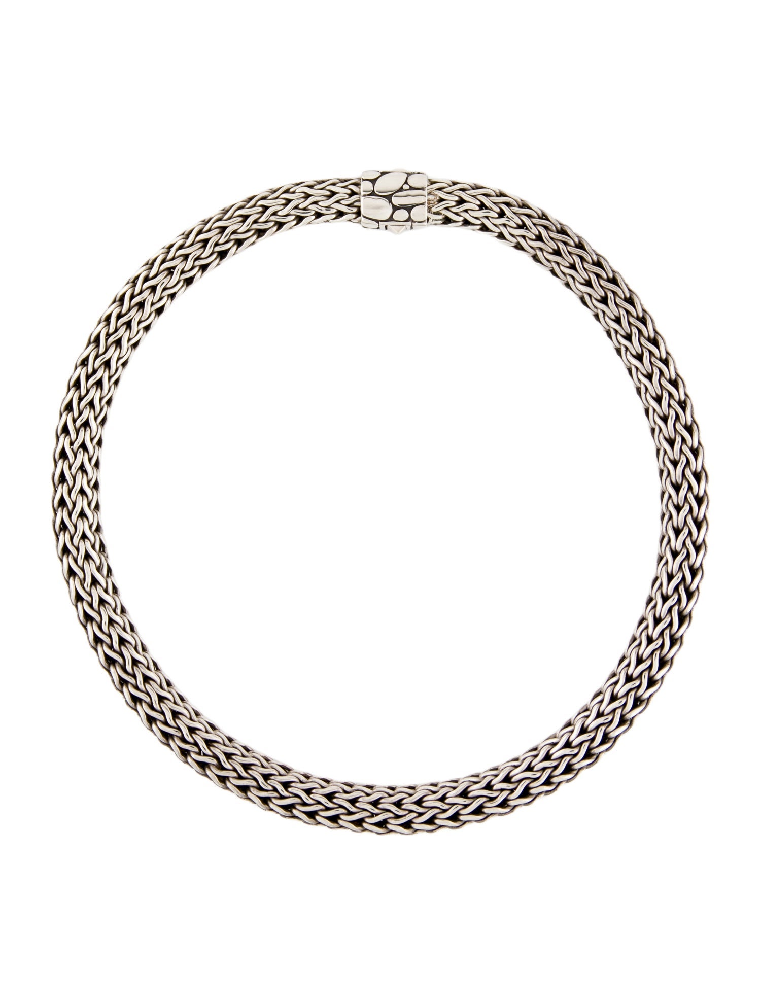 John Hardy Kali Pebble Wheat Chain Choker Necklace