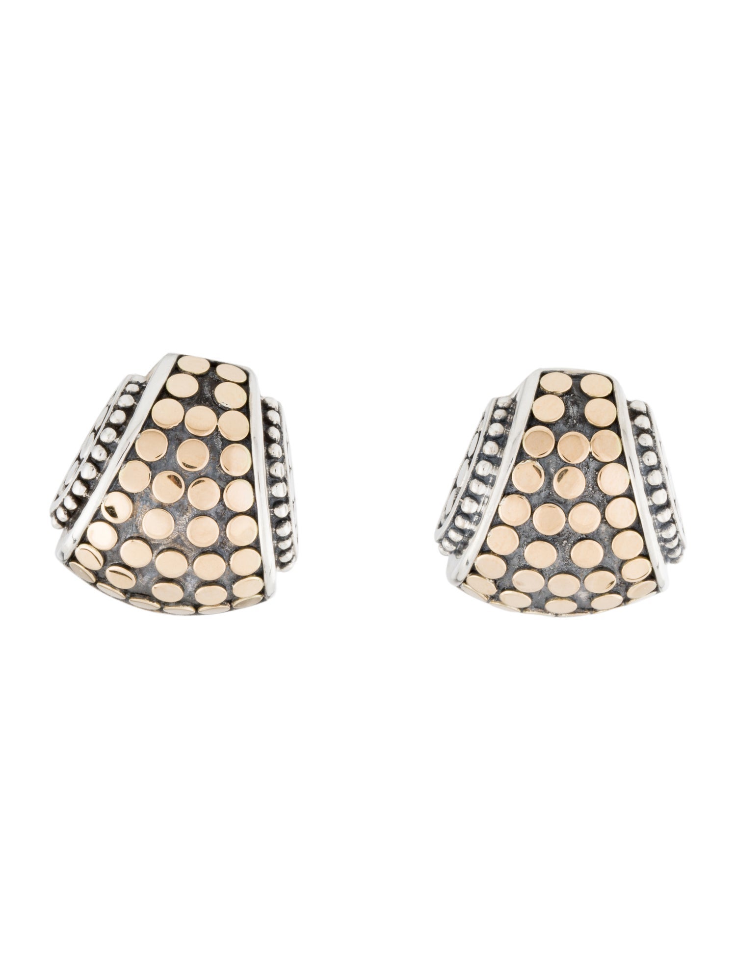 John Hardy Two-Tone Hi-Way Dot Earclips