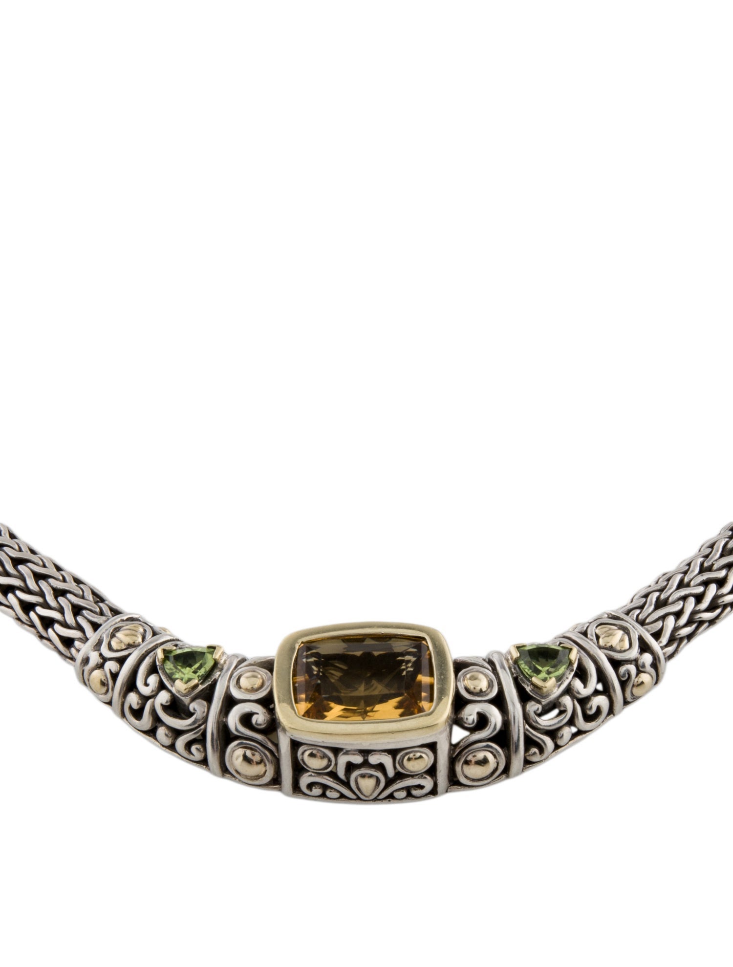 John Hardy Citrine & Peridot Batu Sari Wheat Necklace