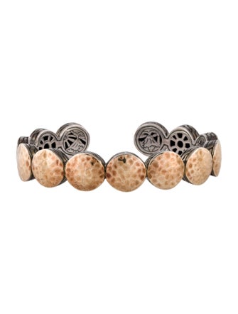John Hardy Two-Tone Hammered Flex Dot Cuff Bracelet
