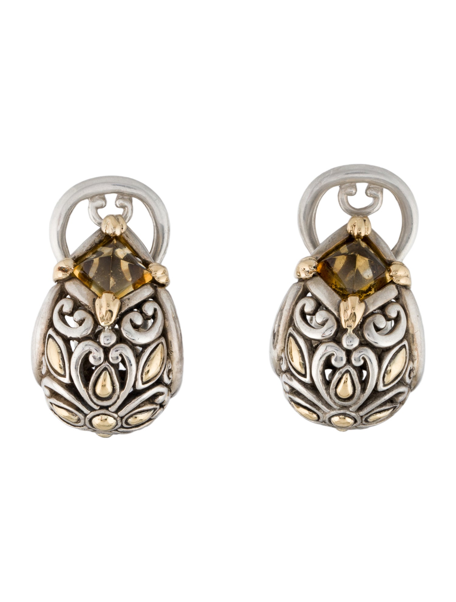 John Hardy Citrine Sugarloaf Buddha Belly Earclip Earrings