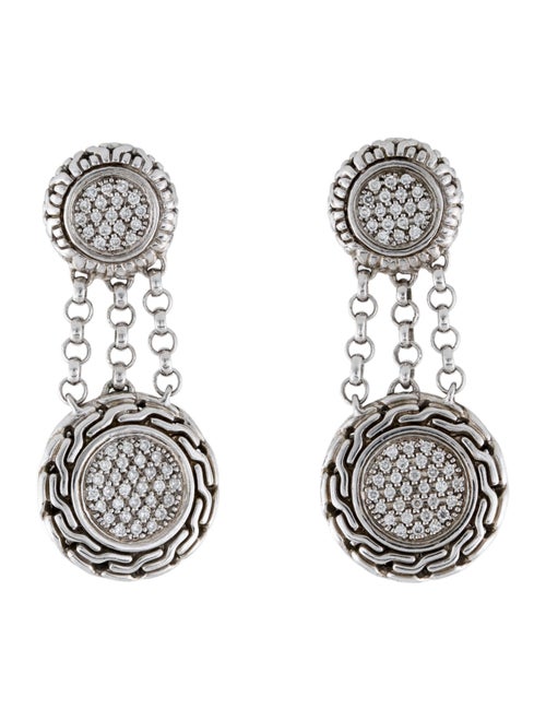 John Hardy Essential Pavé Diamond Circular Link Drop Earrings
