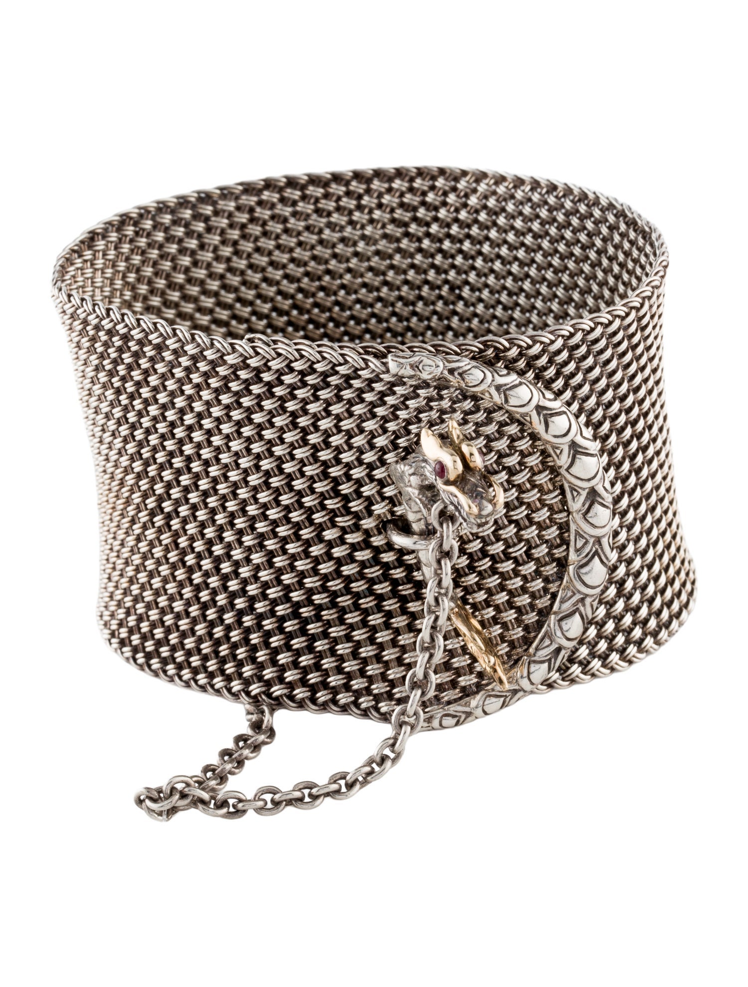 John Hardy Ruby Naga Dragon Toggle Mesh Bracelet