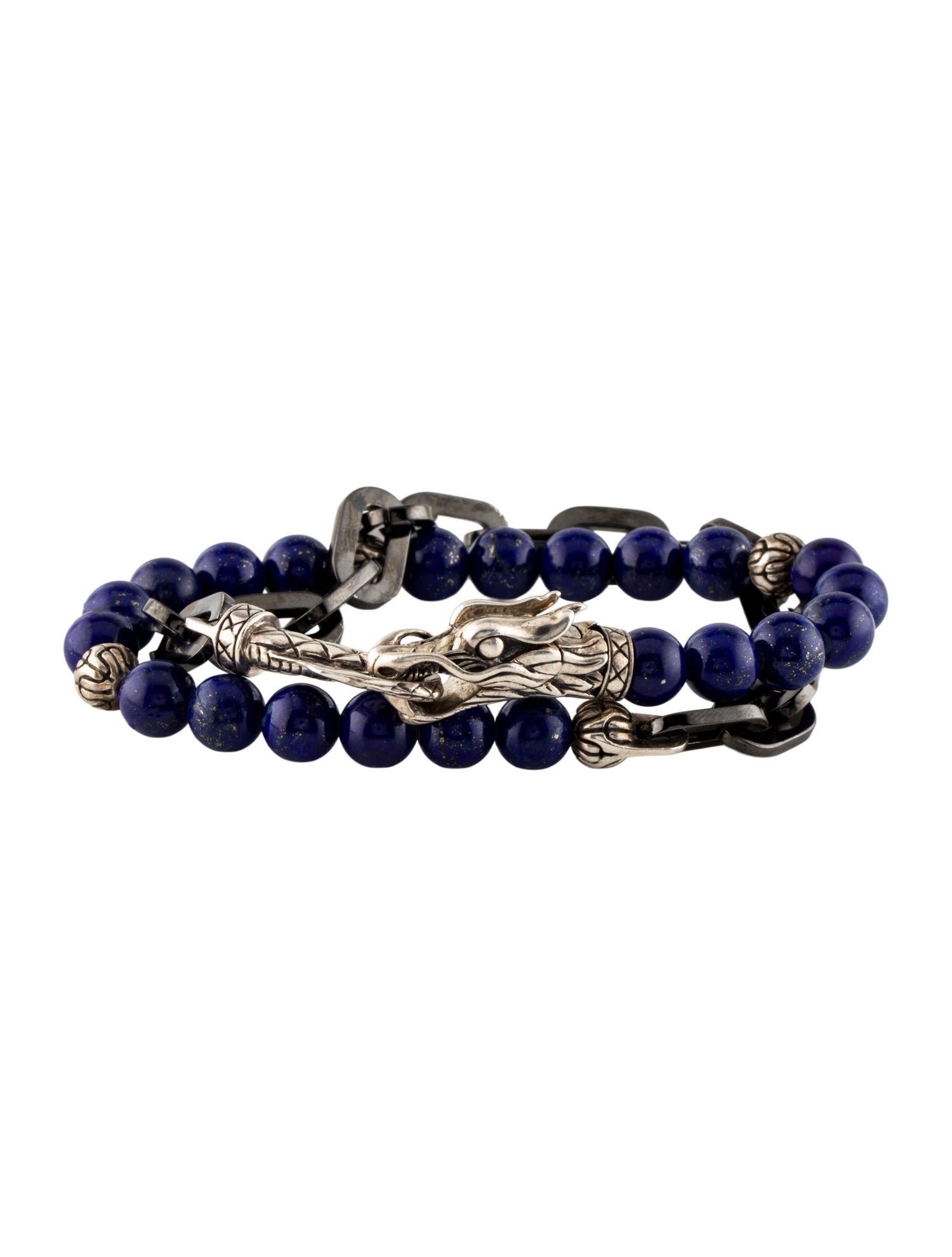 John Hardy Lapis Lazuli Naga Double Wrap Link Bracelet