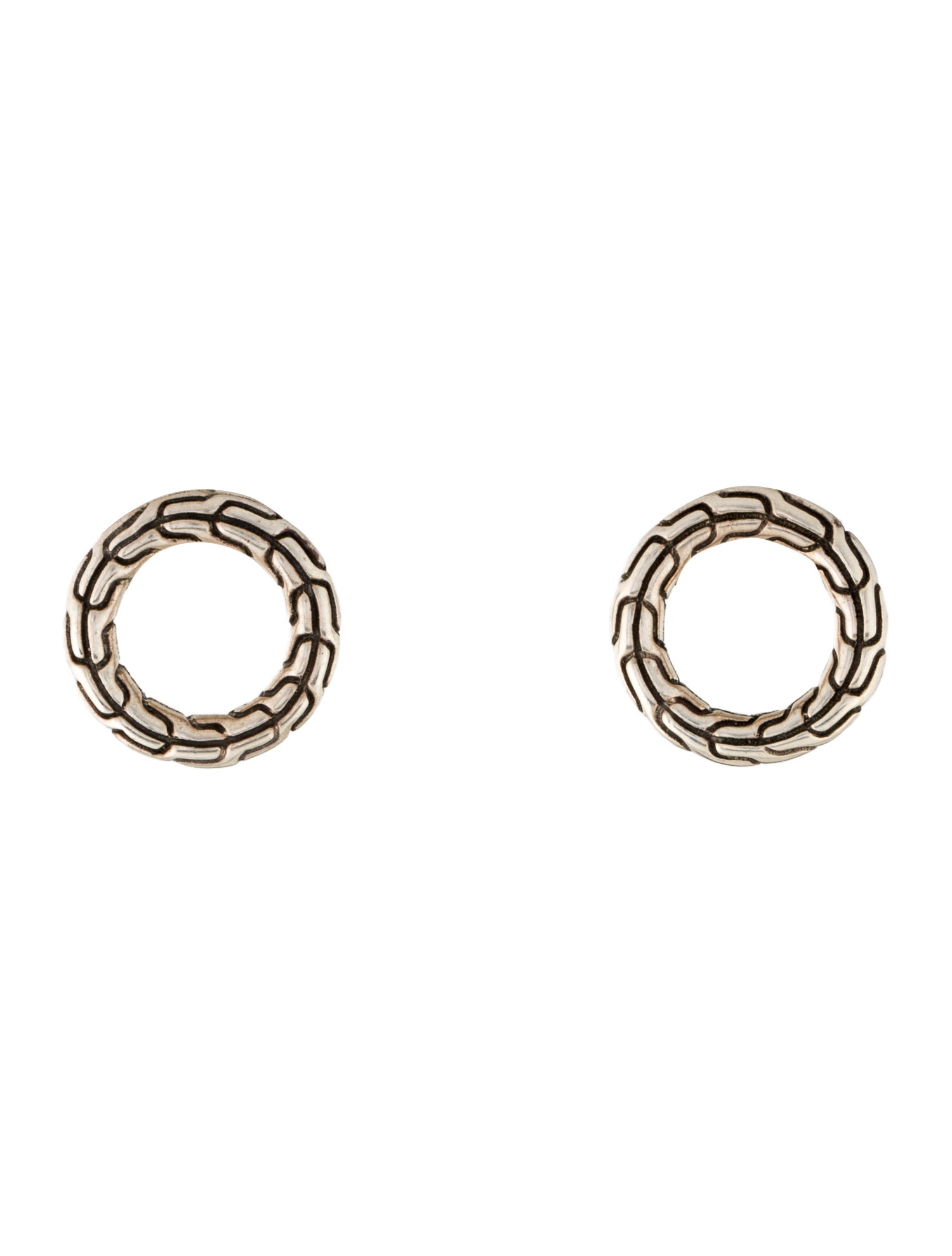 John Hardy Carved Chain Hoop Stud Earring