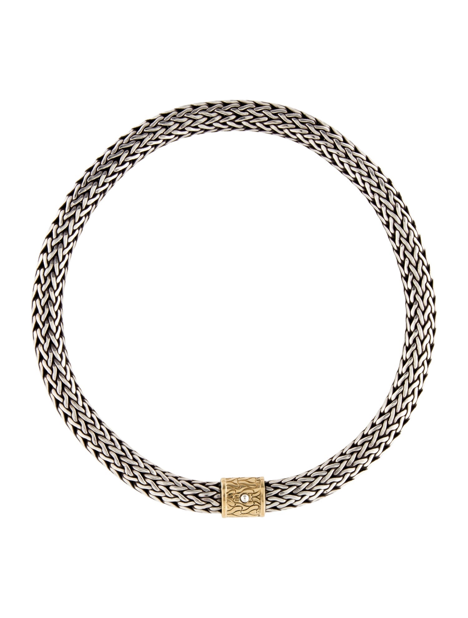 John Hardy Two-Tone Wide Wheat Necklace 10MM
