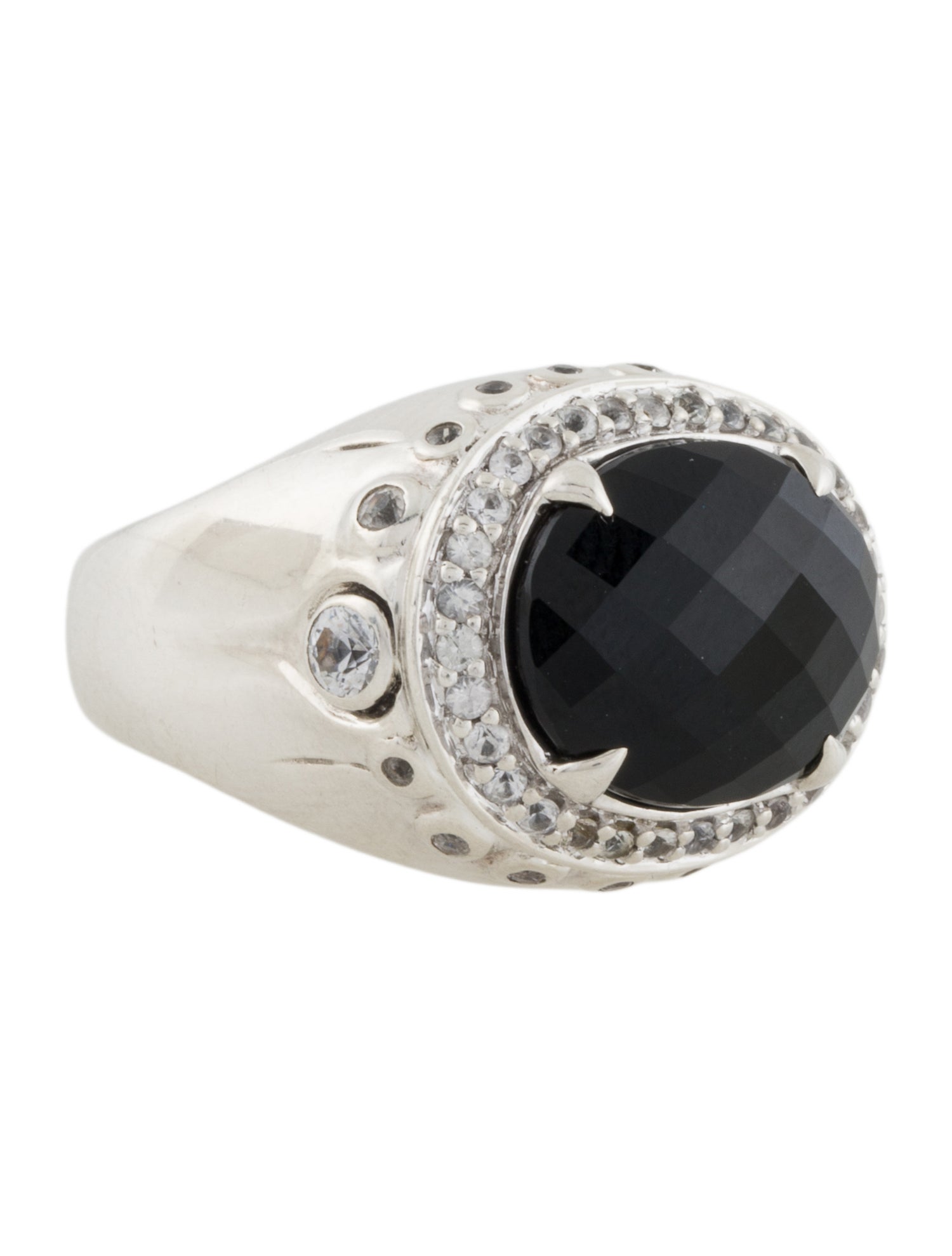 John Hardy Onyx & Sapphire Batu Bamboo Ring