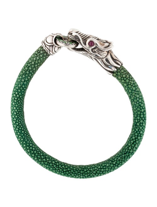 John Hardy Ruby & Grossular Garnet Dyed Stingray Naga Bracelet