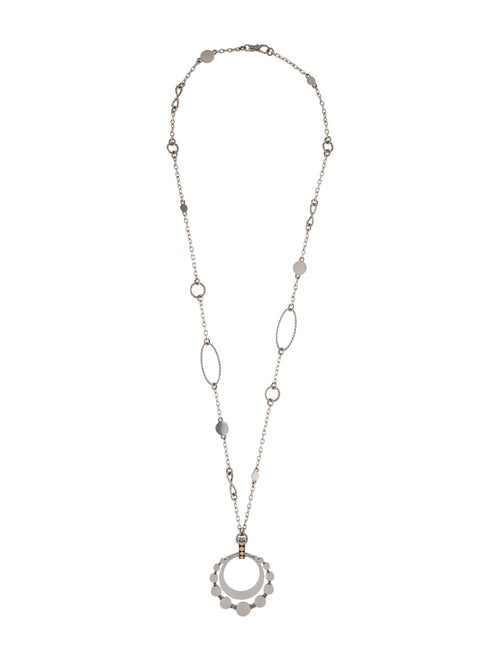 John Hardy Two-Tone Open Circle Dot Pendant Necklace
