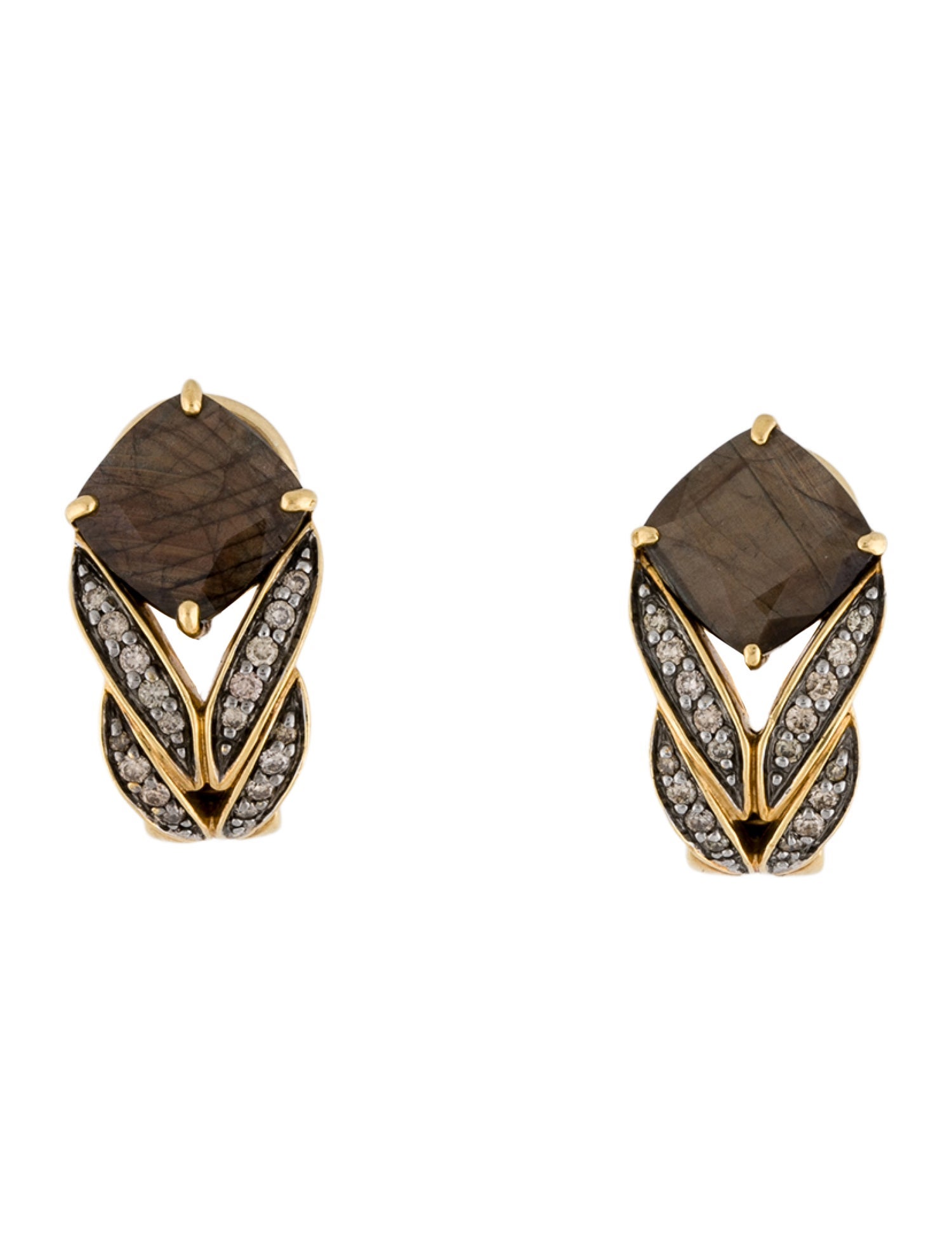 John Hardy 18K Brown Sapphire & Diamond Modern Chain Magic Cut Earclips