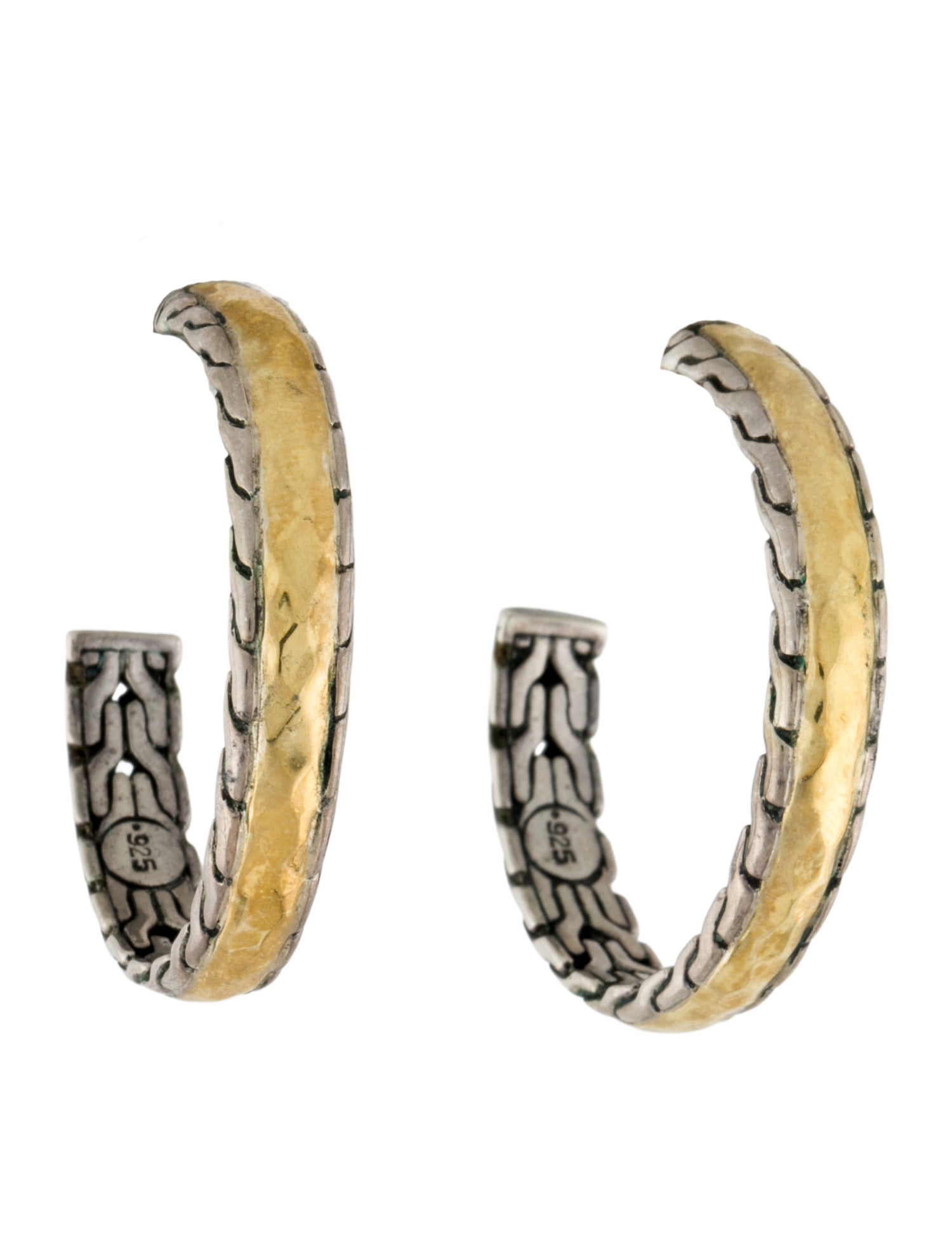 John Hardy Two-Tone Palu Classic Chain Hoop Earrings