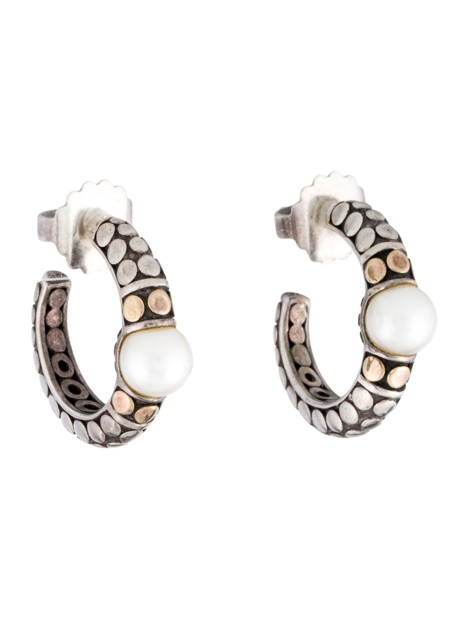 John Hardy Pearl Dot Hoop Earrings