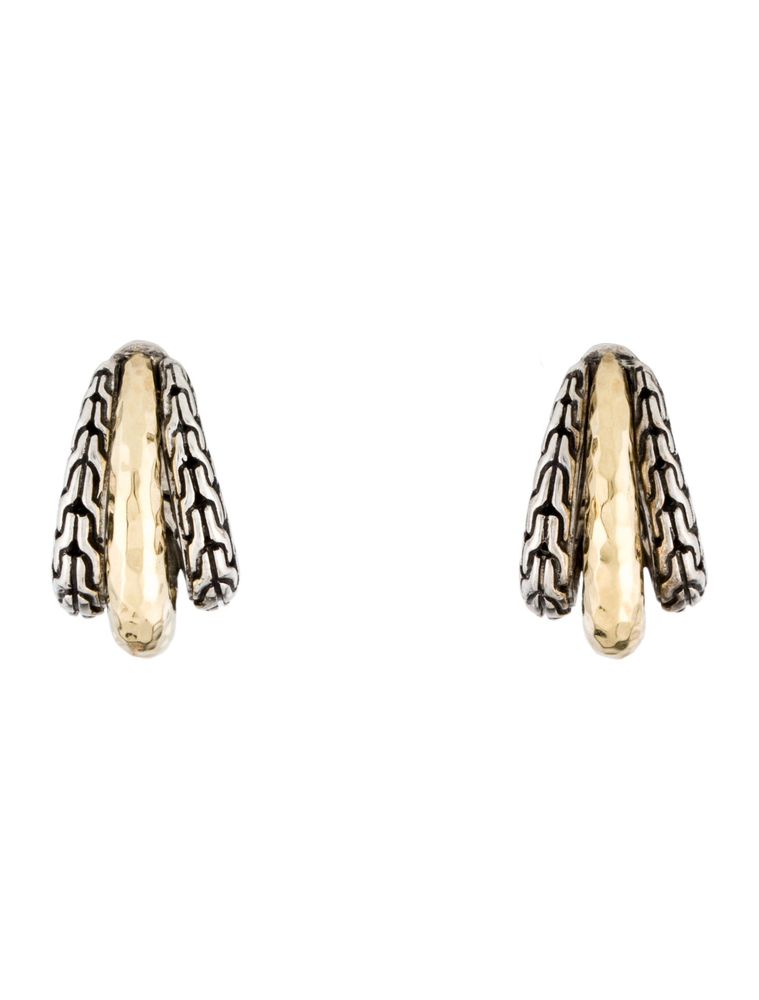 John Hardy Two-Tone Classic Chain Hammered Earclips