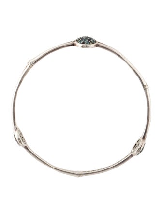 John Hardy Topaz & Iolite Three Station Bamboo Bangle Bracelet