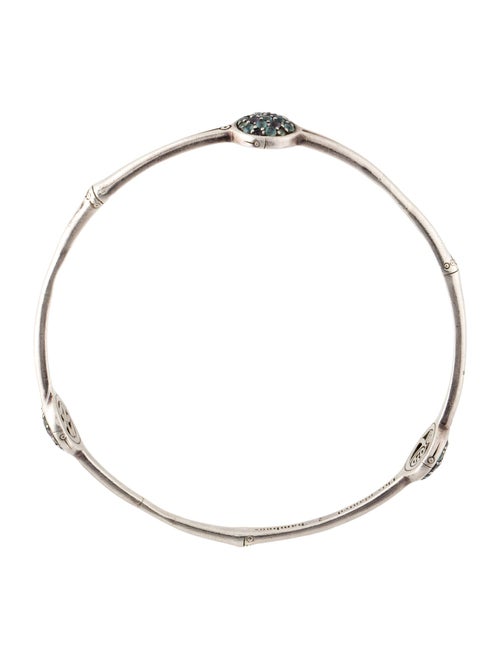 John Hardy Topaz & Iolite Three Station Bamboo Bangle Bracelet
