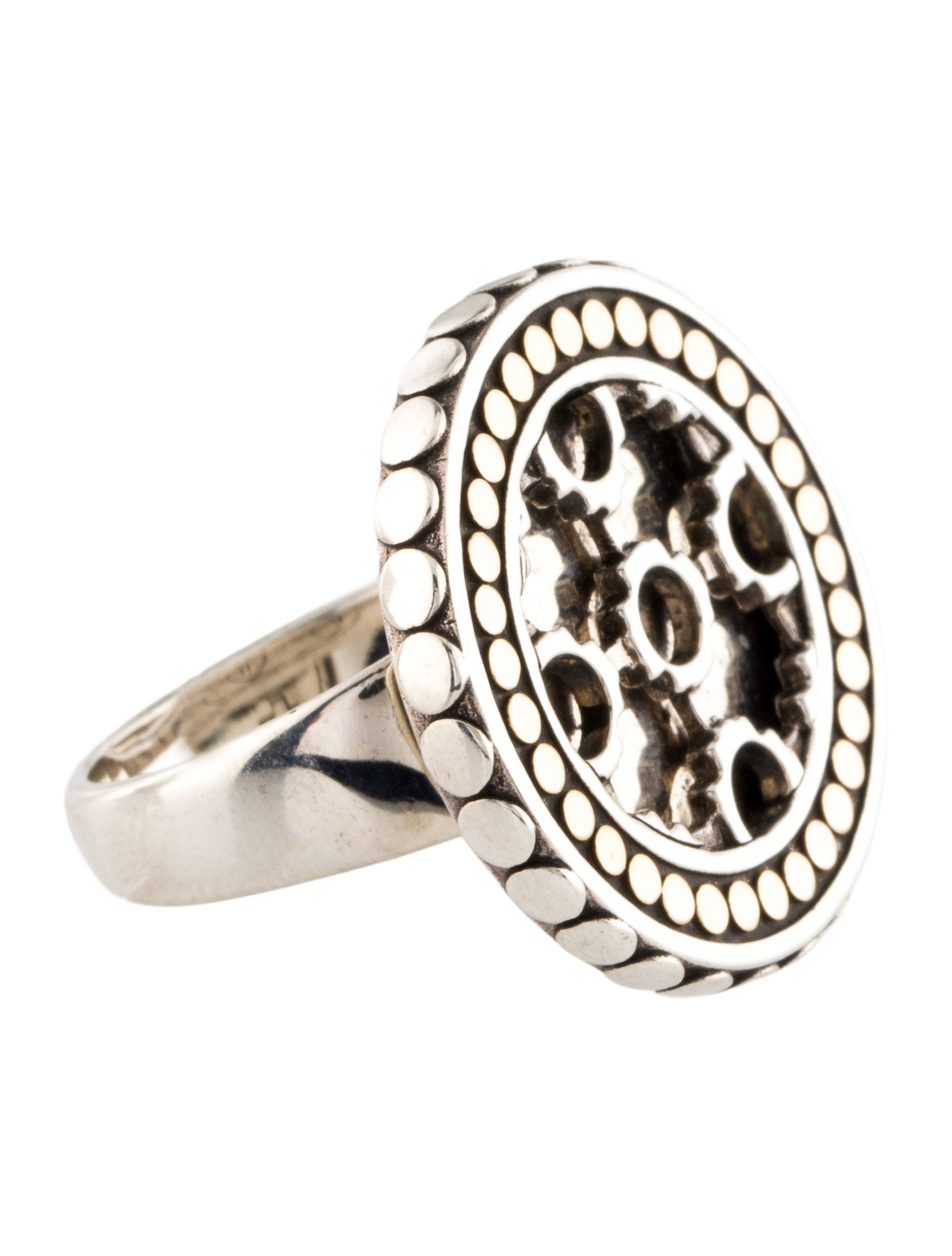 John Hardy Two-Tone Dot Cocktail Ring w/ Tags