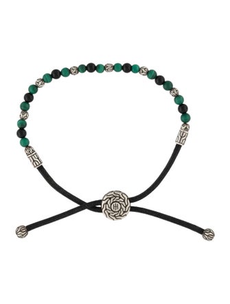 John Hardy Malachite & Onyx Adjustable Beaded Cord Bracelet