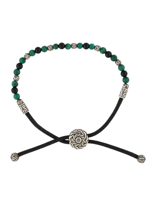 John Hardy Malachite & Onyx Adjustable Beaded Cord Bracelet