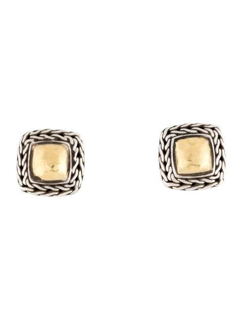 John Hardy Two-Tone Palu Square Clp-On Earrings