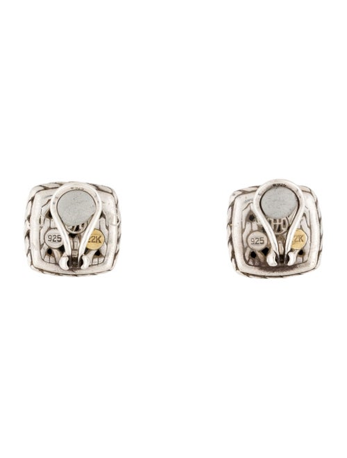 John Hardy Two-Tone Palu Square Clp-On Earrings
