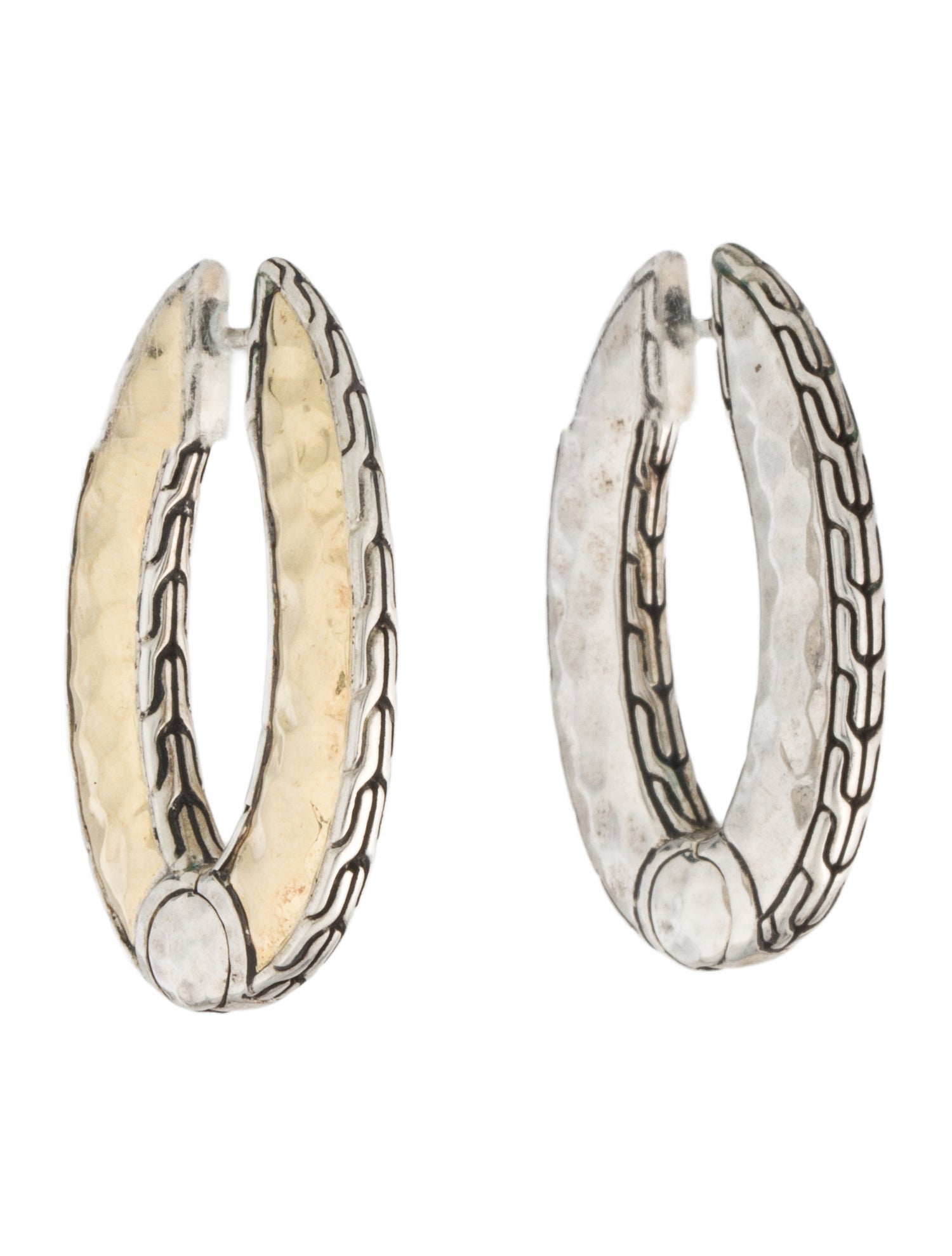 John Hardy Two-Tone Hammered Palu Hoop Earrings