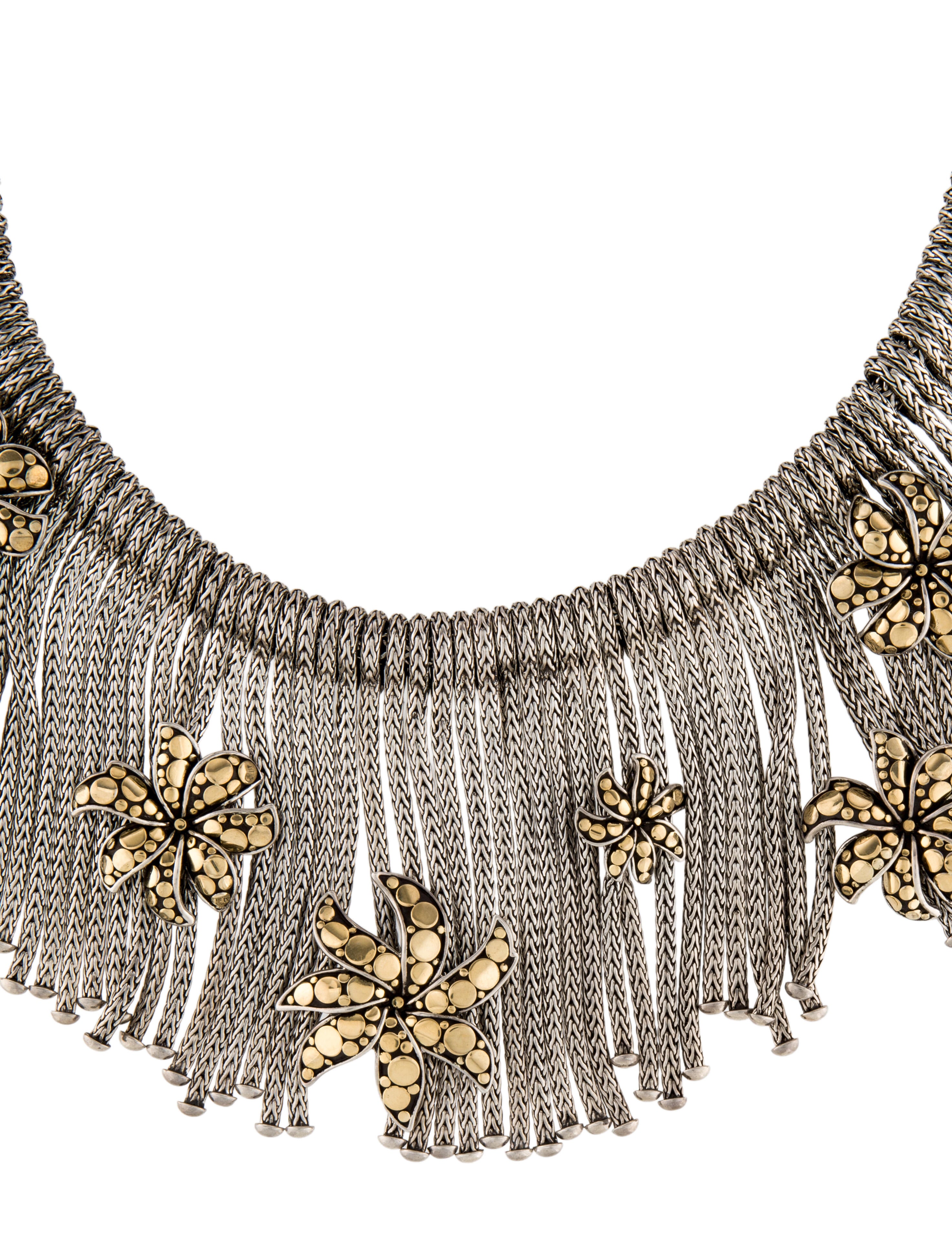 John Hardy Ayu Dot Jasmine Flower Fringe Necklace