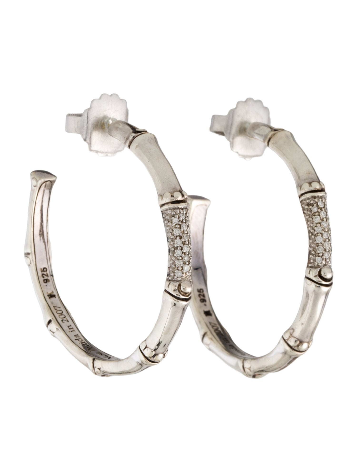 John Hardy Diamond Bamboo Hoop Earrings
